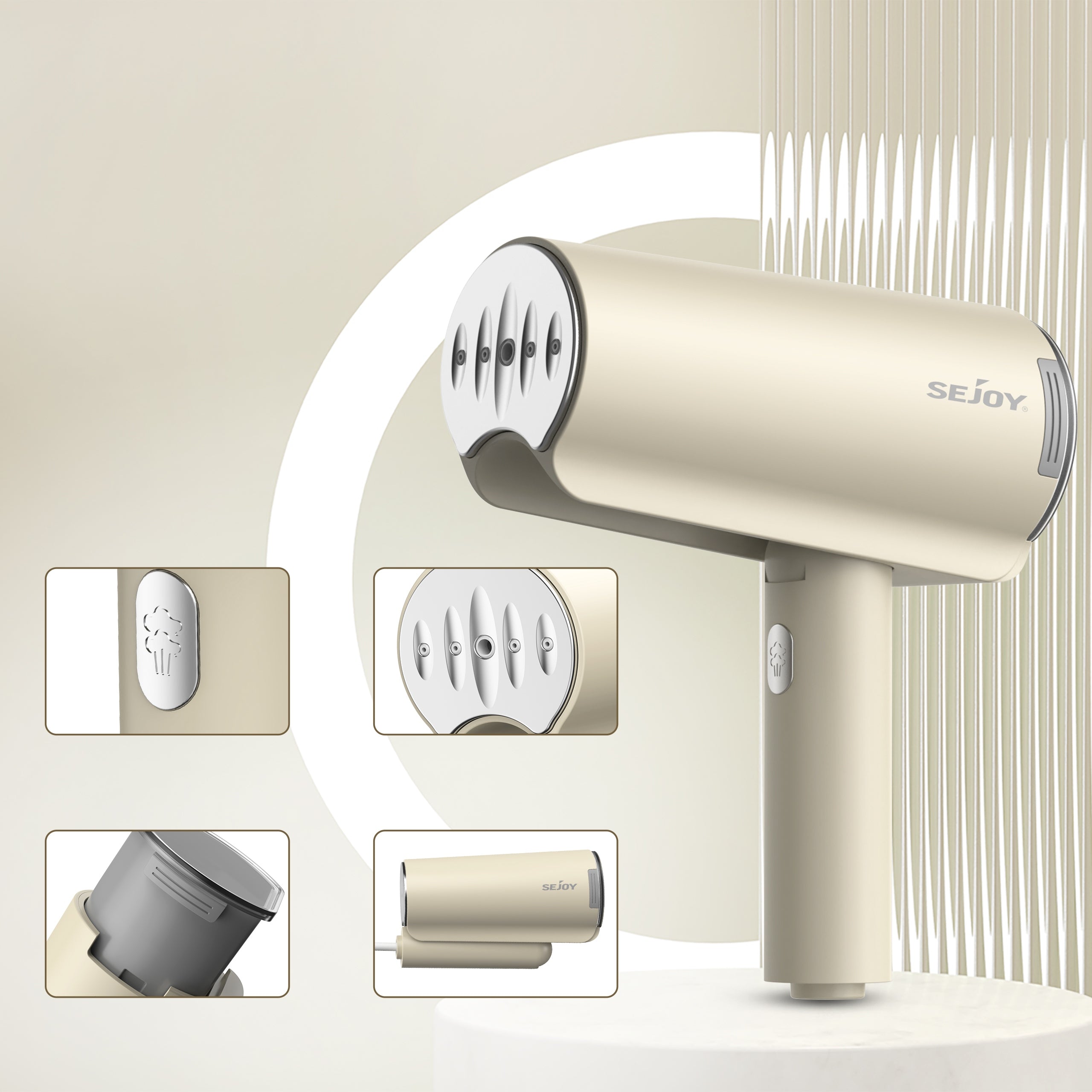 Steamer clothes steamer SEJOY 1000 W beige Packaging status original