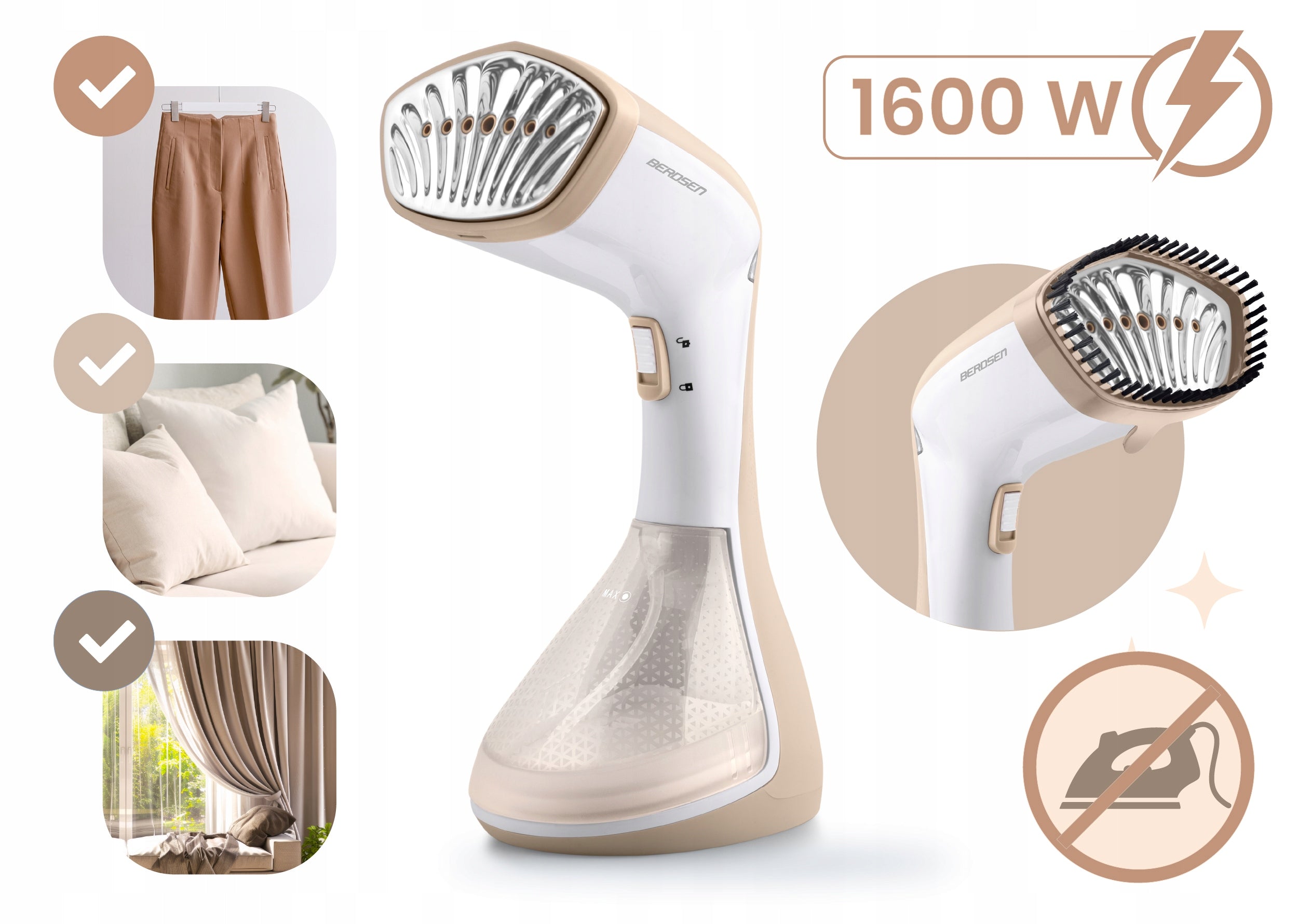 Steamer for Clothes 1600W Steamer Steam iron 26g/min Berdsen NEW Model BD-311