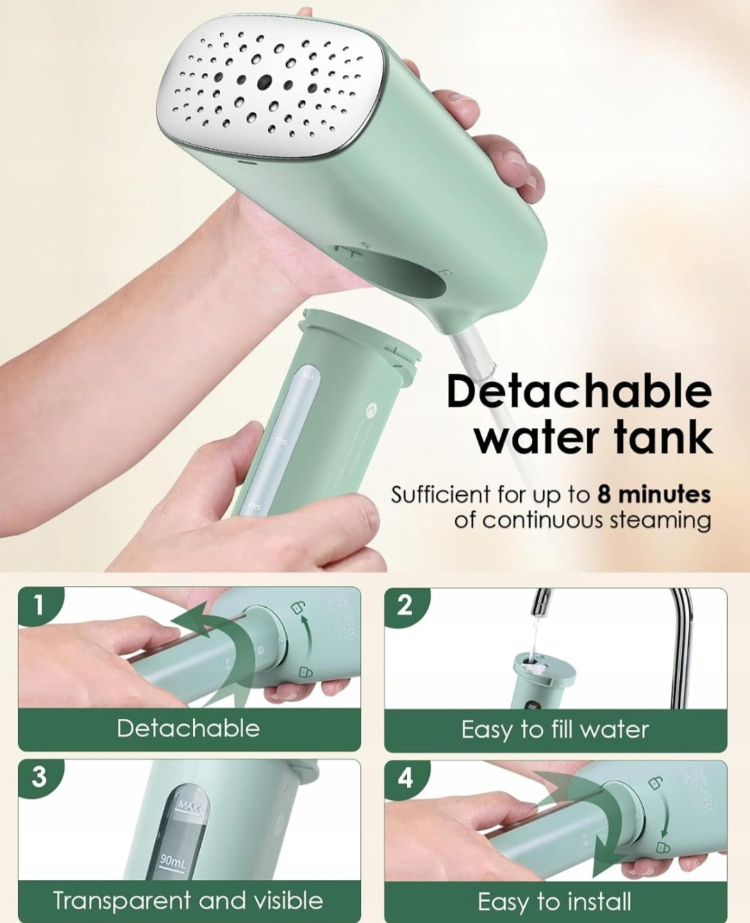 Steamer, steamer Homeasy MINT GREEN HE-S3 800 W Power 800 W