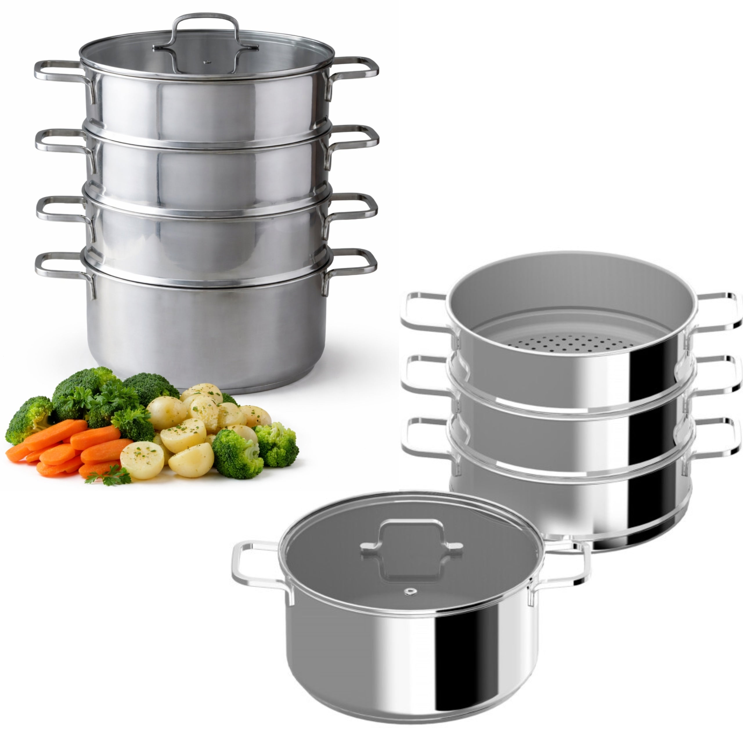 Steaming set 28cm stainless steel 8.5L Helix BergHOFF