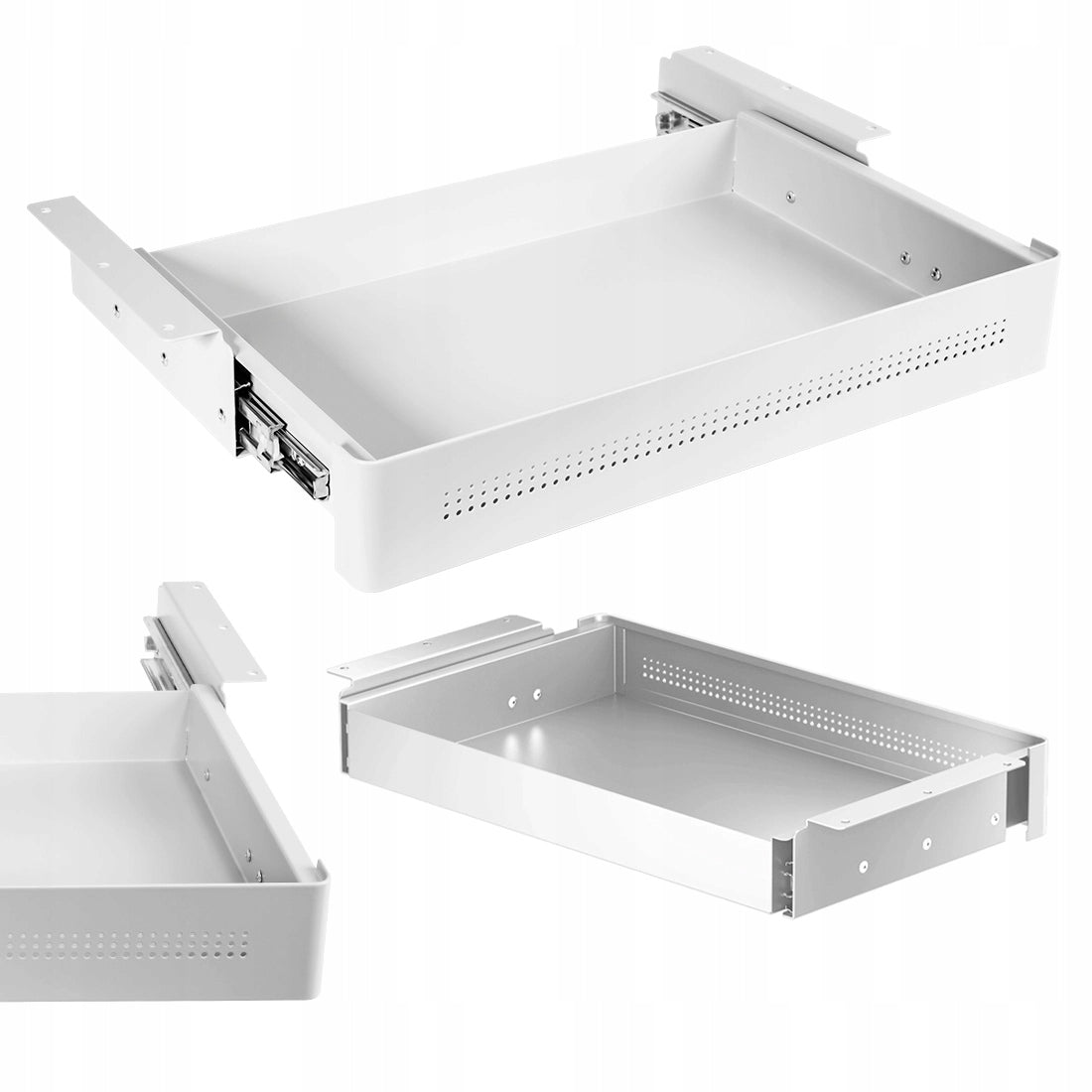 Steel Under Desk Drawer 48x26cm 8kg Spacetronik undercounter white