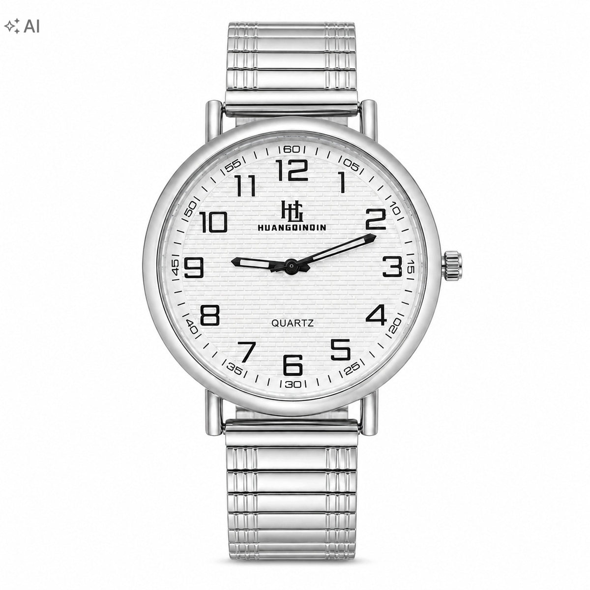 Steel Wristwatch White Dial Flexible Silver Elegant Fashionable Packaging status original