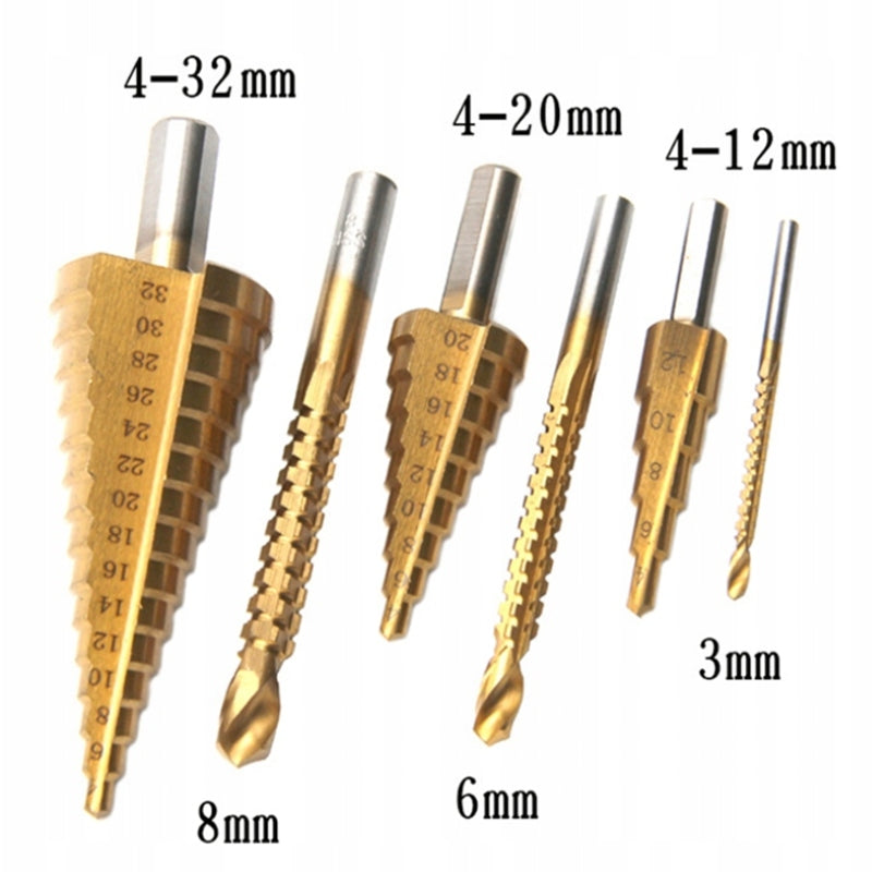 Step Drill Bits Set of 6el. 4-32 Conical Spirlane Christmas Tree Milling Manufacturer code ST-B6E