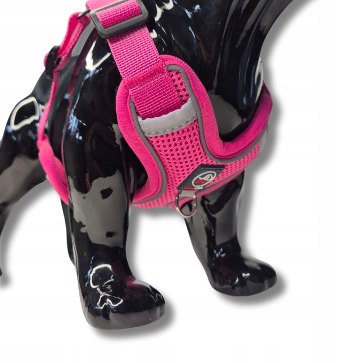 Step in dog HARNESS PRESSURE-FREE breathable HUB+ LANYARD red L Dog size small dog