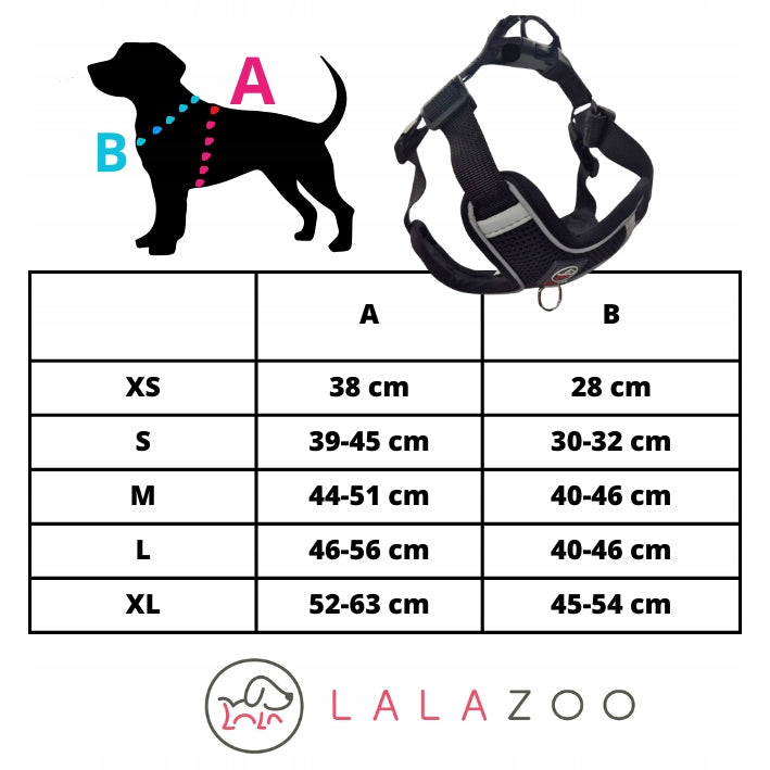 Step in dog HARNESS PRESSURE-FREE breathable HUB+ LANYARD red L Type adjustable