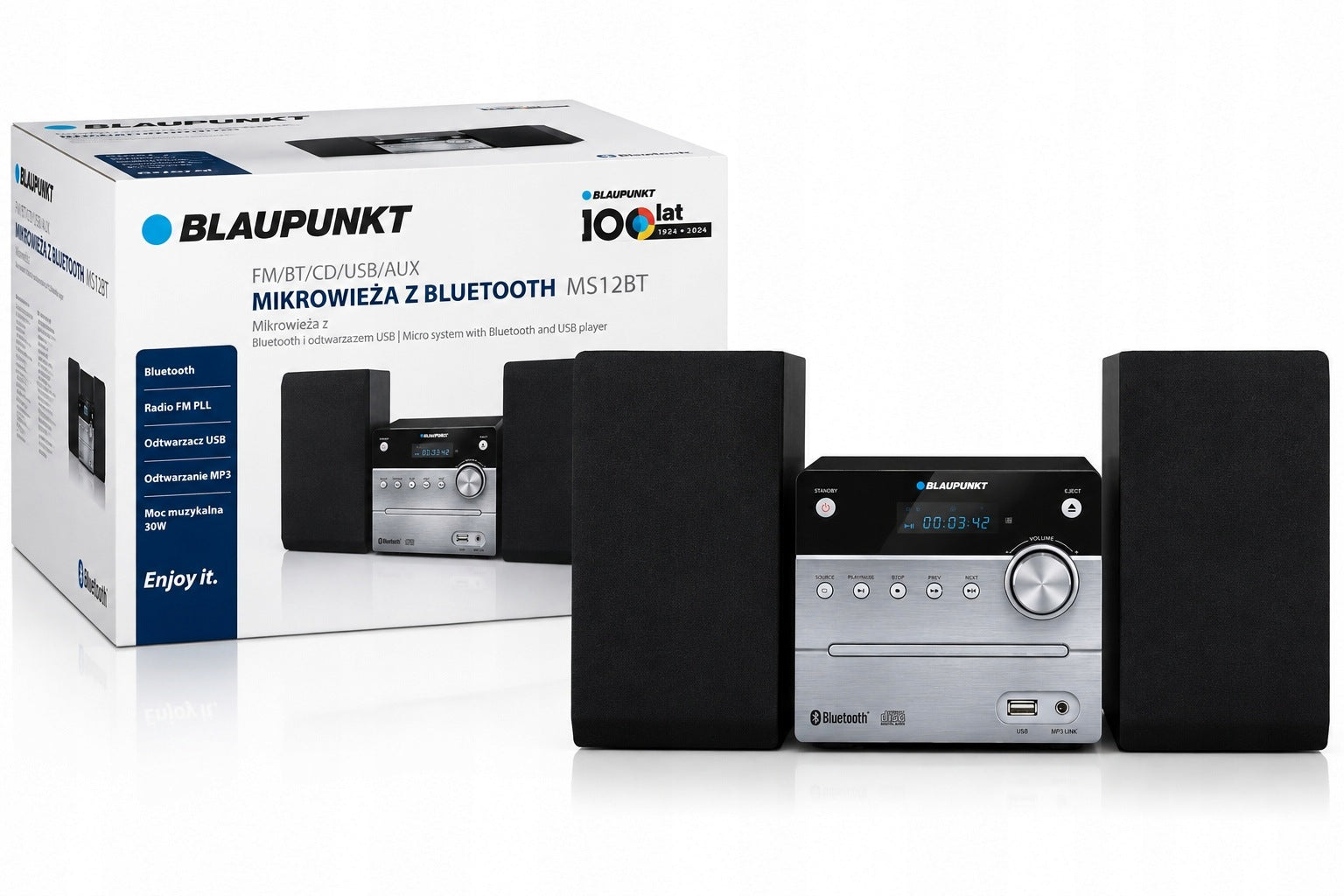 Stereo TOWER BLAUPUNKT MS12BT CD/MP3/FM/USB/AUX 30W BT LED Display + REMOTE CONTROL
