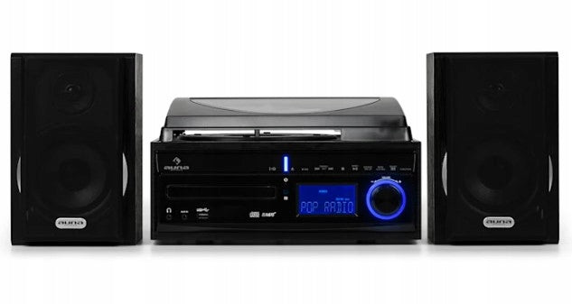 Stereo Tower, Turntable, CD, MP3 Recorder, USB SD AUX-In FM, Speakers Manufacturer code 10004797