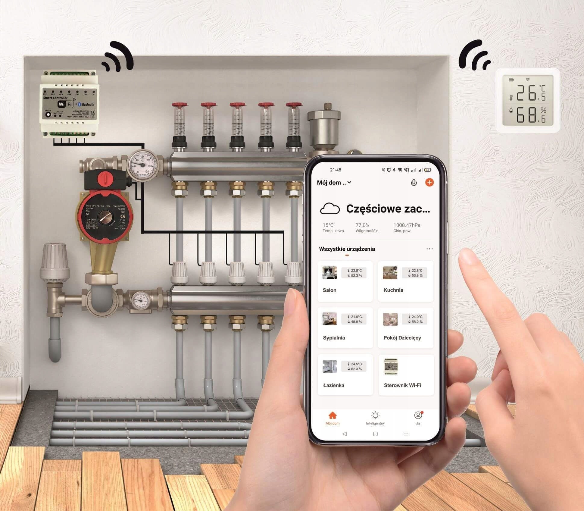 Grindų šildymo valdiklis Smart Track Tunya Wifi, 7 zonos