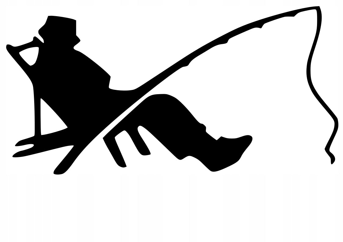 Sticker without background for car FISHERMAN ON A DECKCHAIR 12 x 23,6 cm