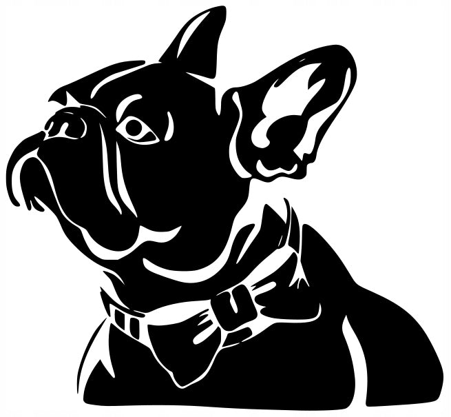 Sticker without background for car FRENCH BULLDOG with bow 12 x 13,0 cm