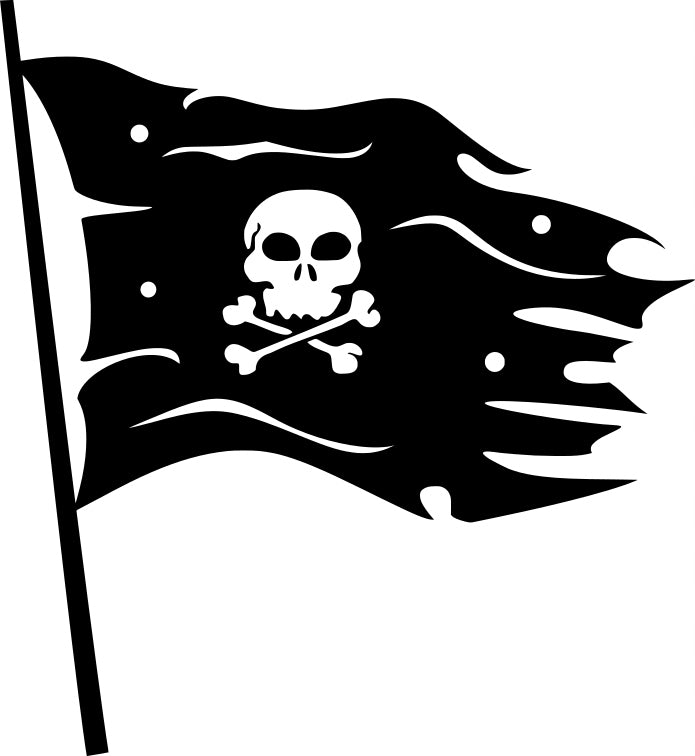 Sticker without background for car PIRATE FLAG pirate 12 x 11,0 cm