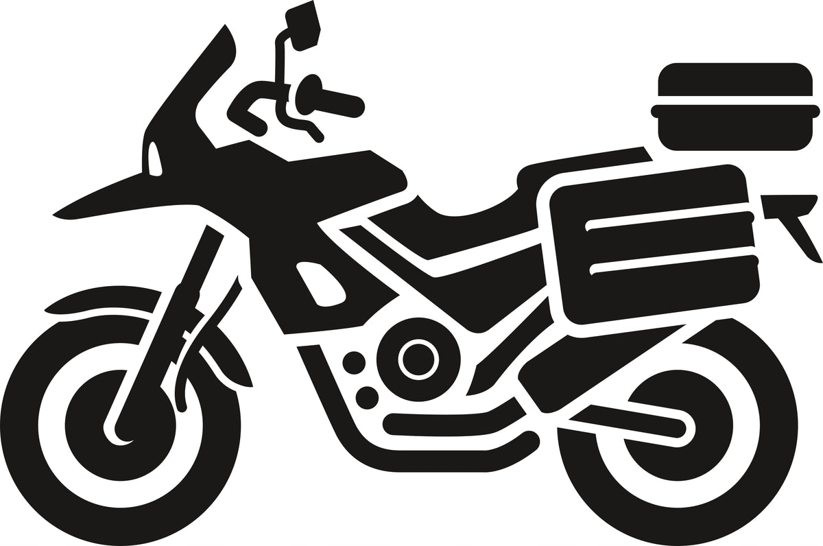 Sticker without background for car TOURIST MOTORCYCLE with trunks 8 x 12 cm