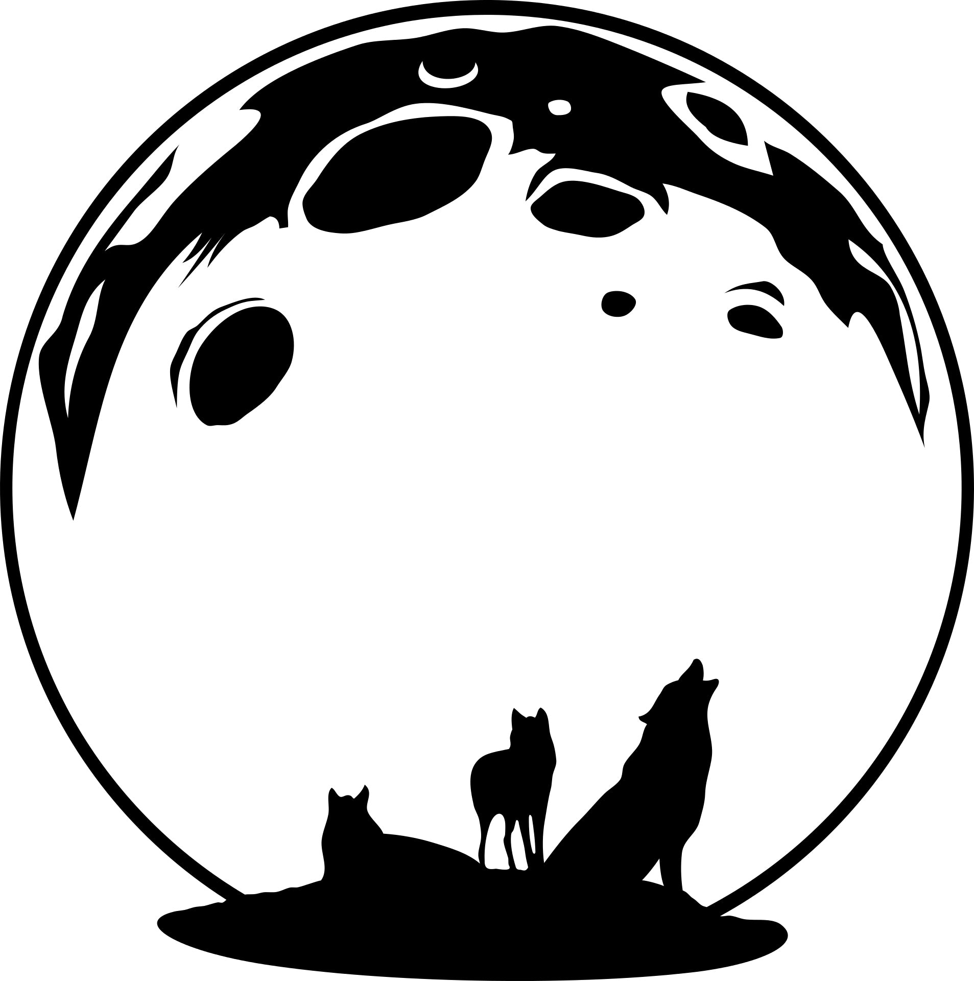 Sticker without background for car WOLF howling to the moon 17 x 17,0 cm