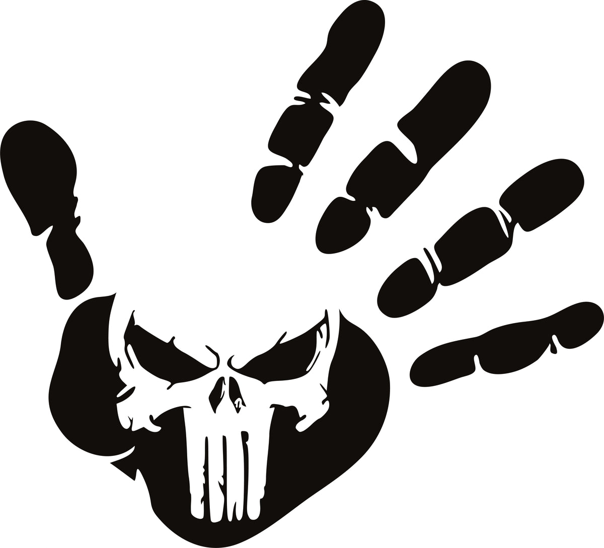 Sticker without background for car laptop HAND PUNISHER 21 x 23,0 cm