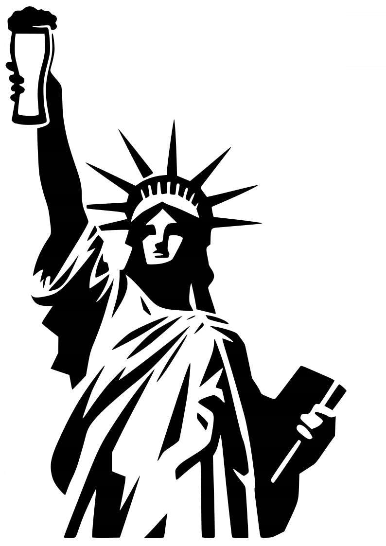 Sticker without background for car trunks STATUE OF LIBERTY with beer 21 x 13,5 cm