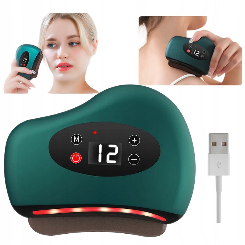 Stone Gua Sha Electric 42°C Vibrates Tile Massager for Face and Body