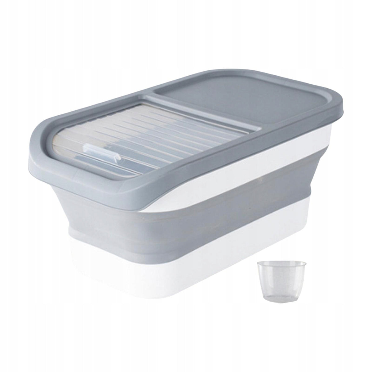 Storage Container for Food for Dogs And Cats, Rice Box, Measuring Cup, Gray