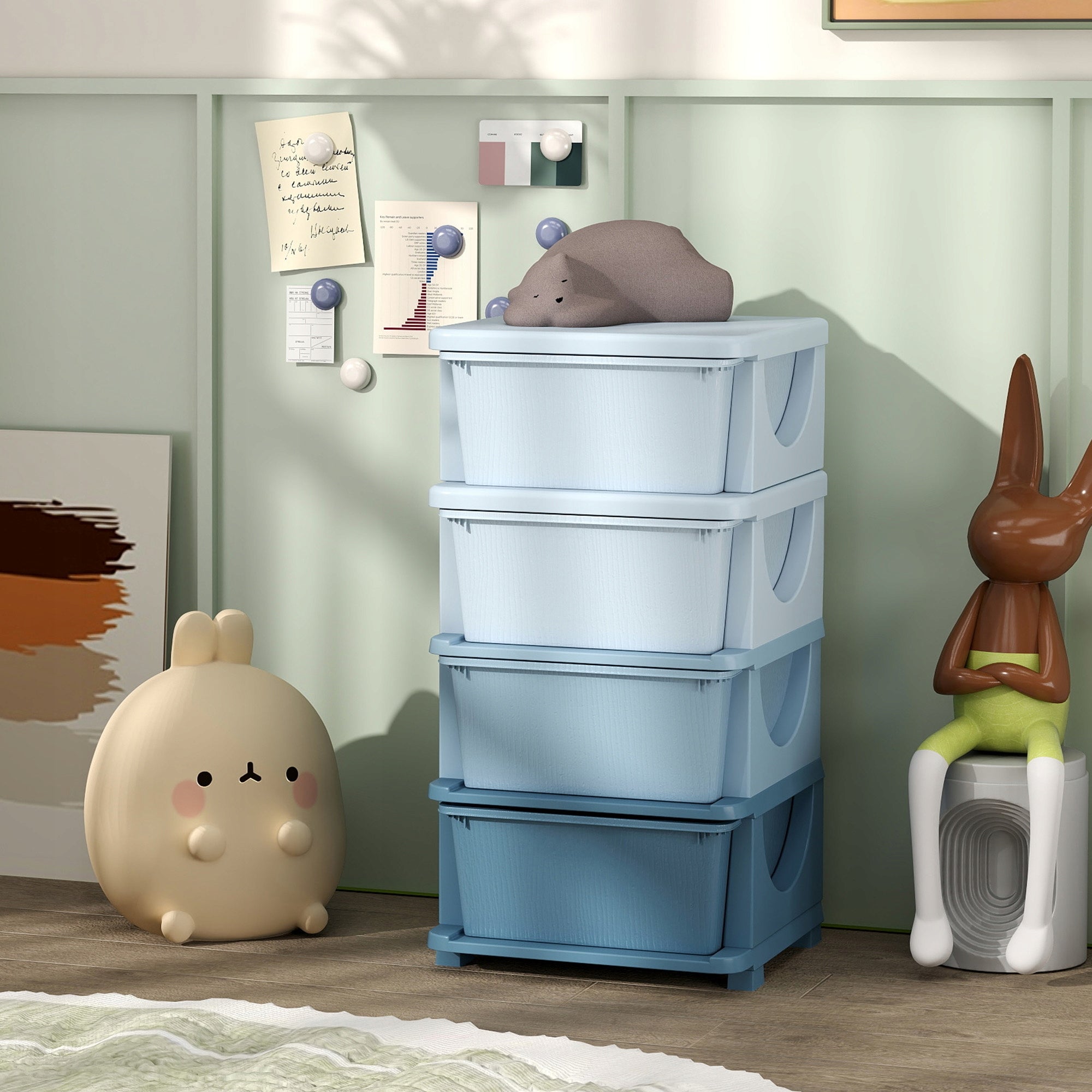 Storage box for children, 4 drawers, rounded edges Manufacturer code 311-023V01BU