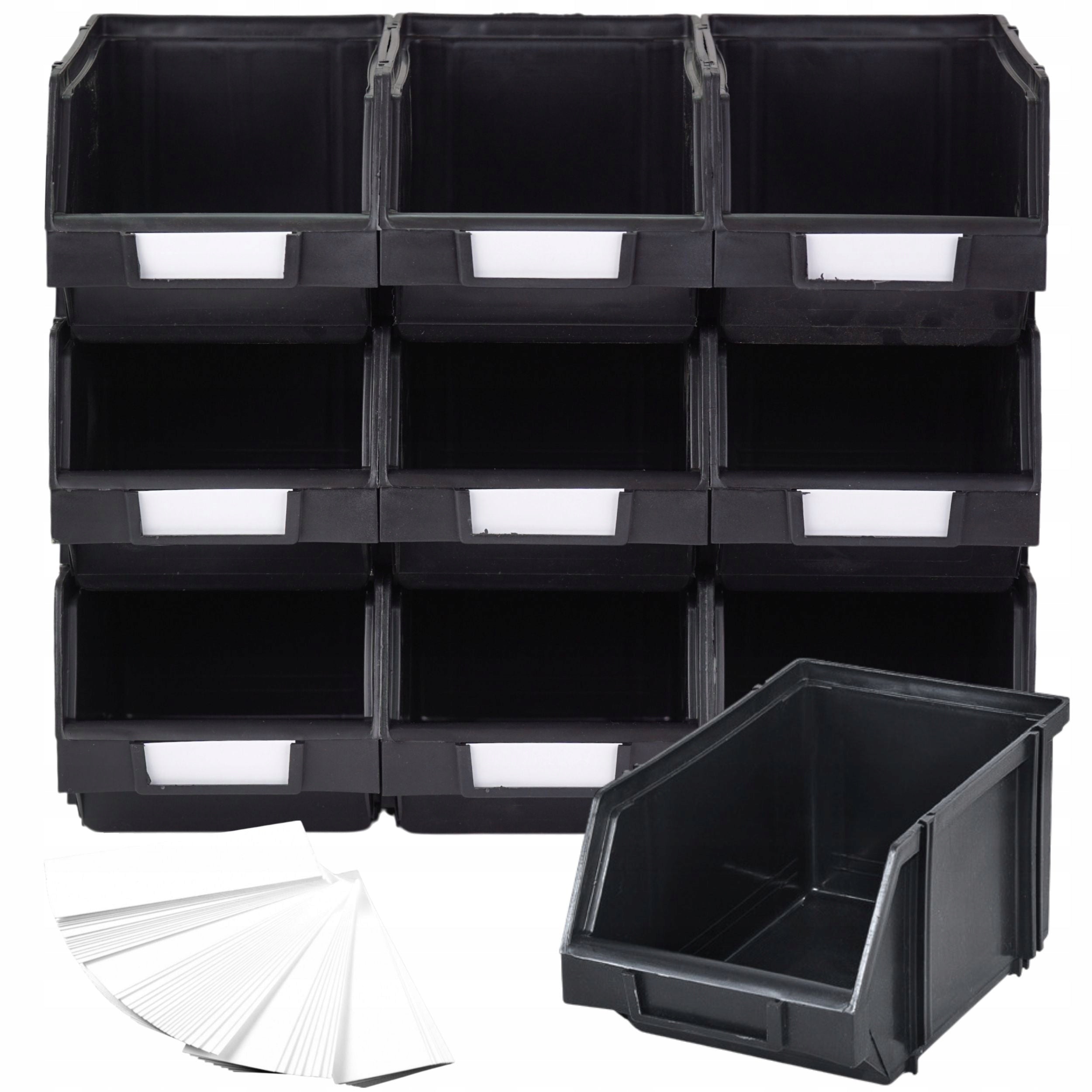 Storage containers 230x150x125 Modular workshop rack + labels x9