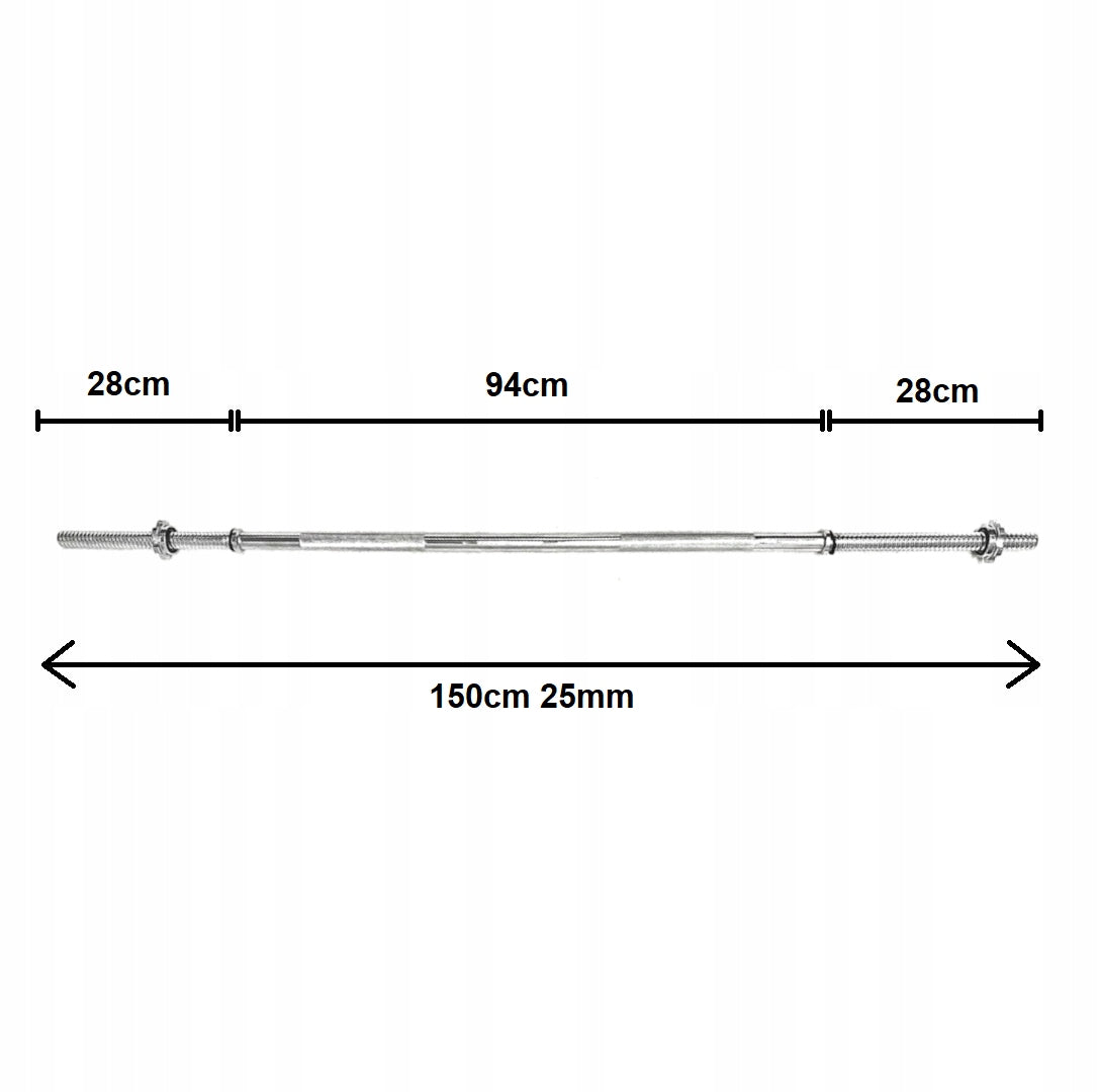 Straight Steel Barbell Bar 150cm 25mm Steel EAN (GTIN) 5905311710158