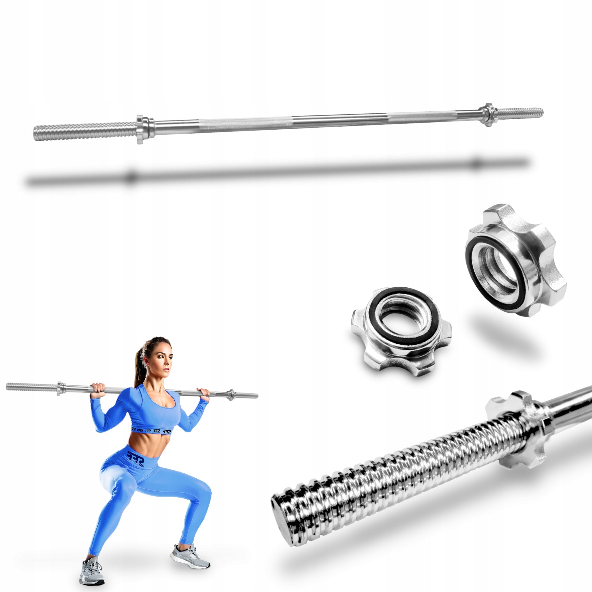 Straight Steel Barbell Bar 150cm 25mm Steel