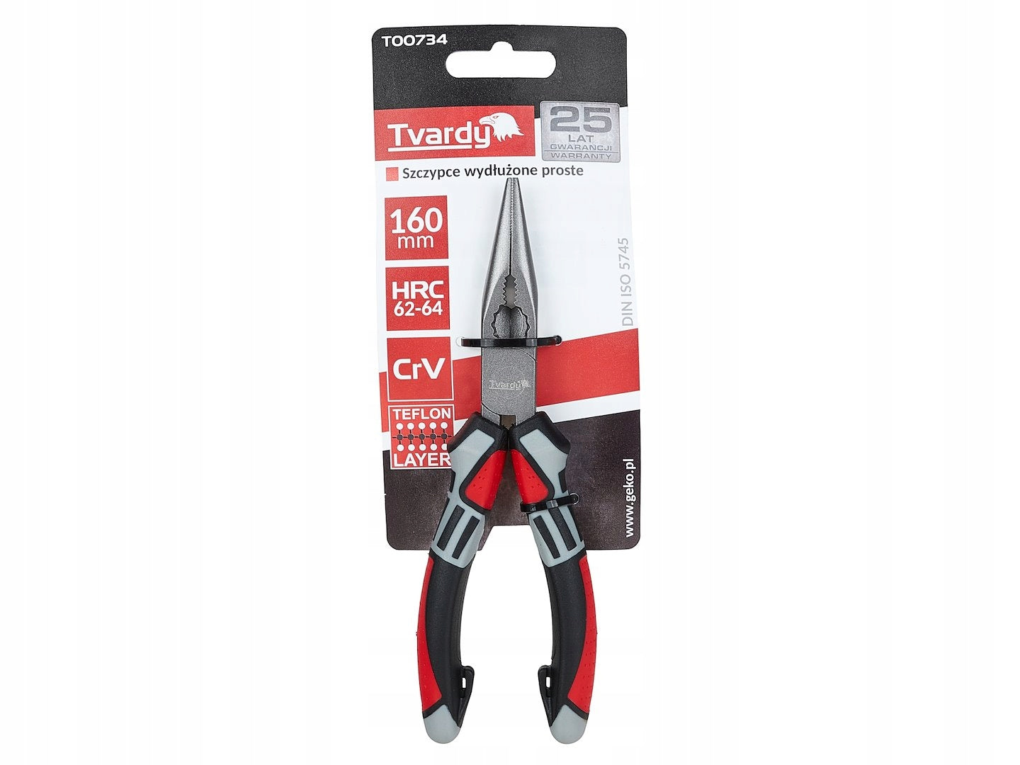 Straight elongated pliers 160mm CrV Tvardy T00734 Kind elongated pliers