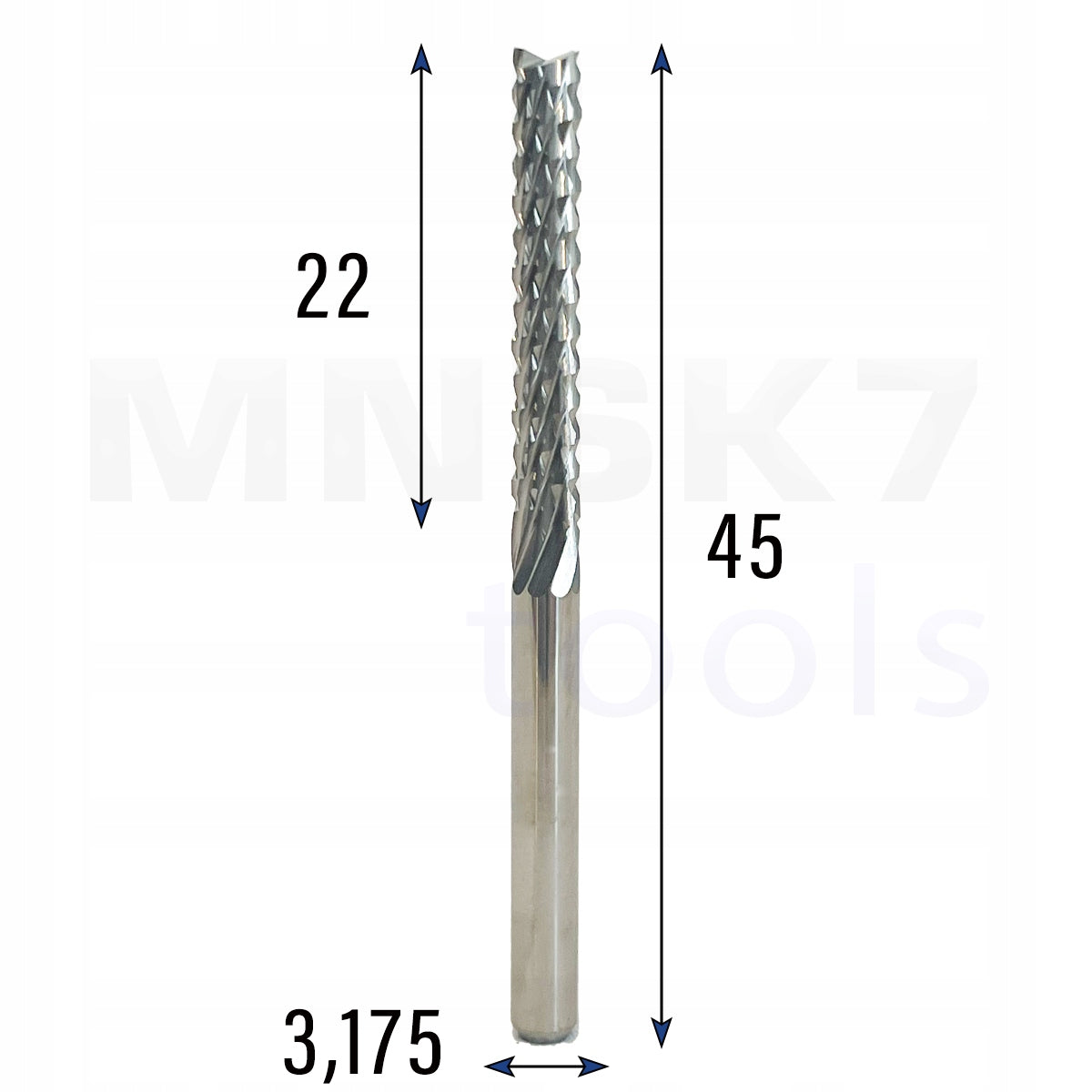 Straight end mill | fi 3.175 x 22 x 45 | CNC VHM