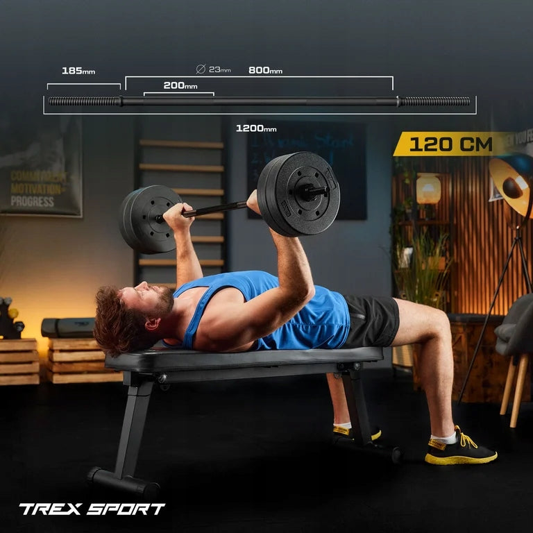 Straight griffin full steel barbell bar 120 cm 25 mm clamps Trex Sport Brand Trex Sport