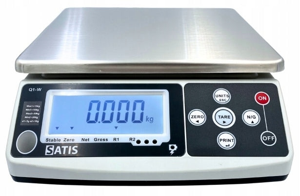Straight scale with legalization pan 21x25cm Q1-W 6/15kg 2/5g SATIS Q1W615M26