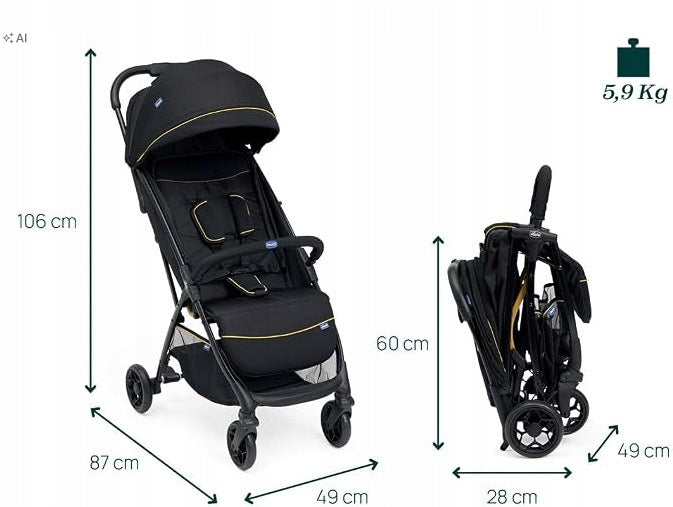 Stroller Chicco Glee up to 22 kg travel light Grey Melange Manufacturer code 8058664183746