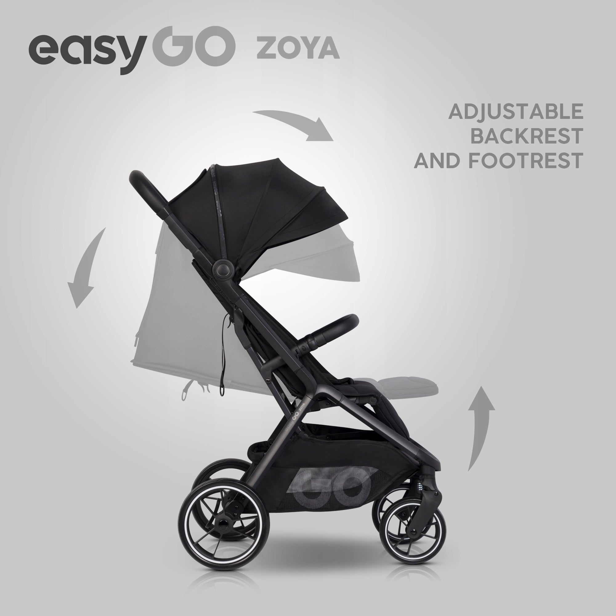 Stroller EasyGo ZOYA 22kg Very Light DUAL FOLD + FOIL Brand Easy Go