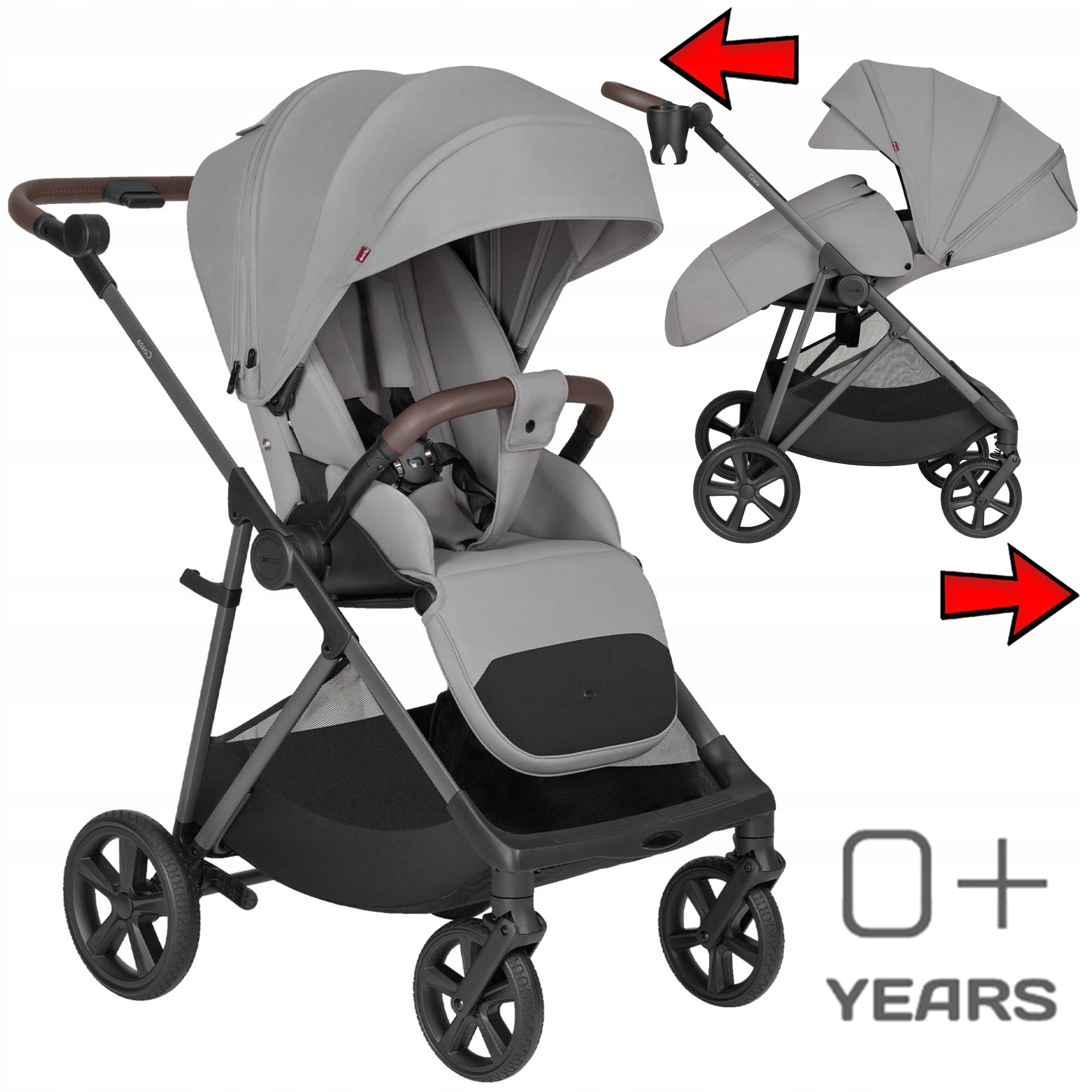 Stroller FRONT REAR 2in1 Large Wheels CUSHIONING CARRELLO COSTA 0-22 KG