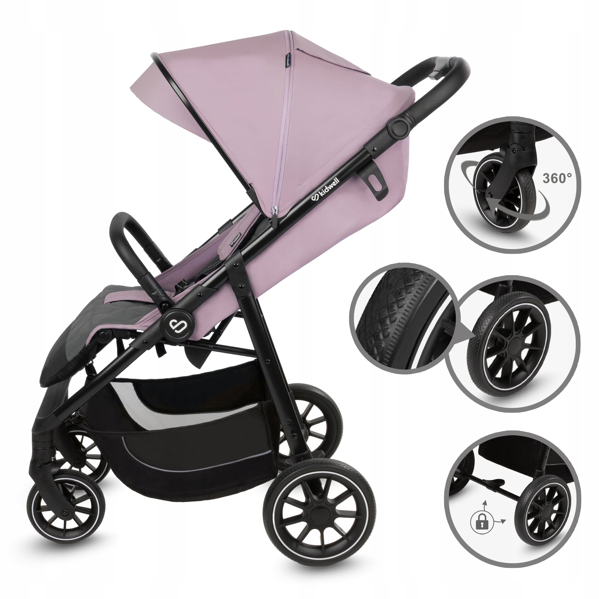 Stroller Kidwell ENZO pink booth XXL warmer large wheels up to 22kg Brand Kidwell
