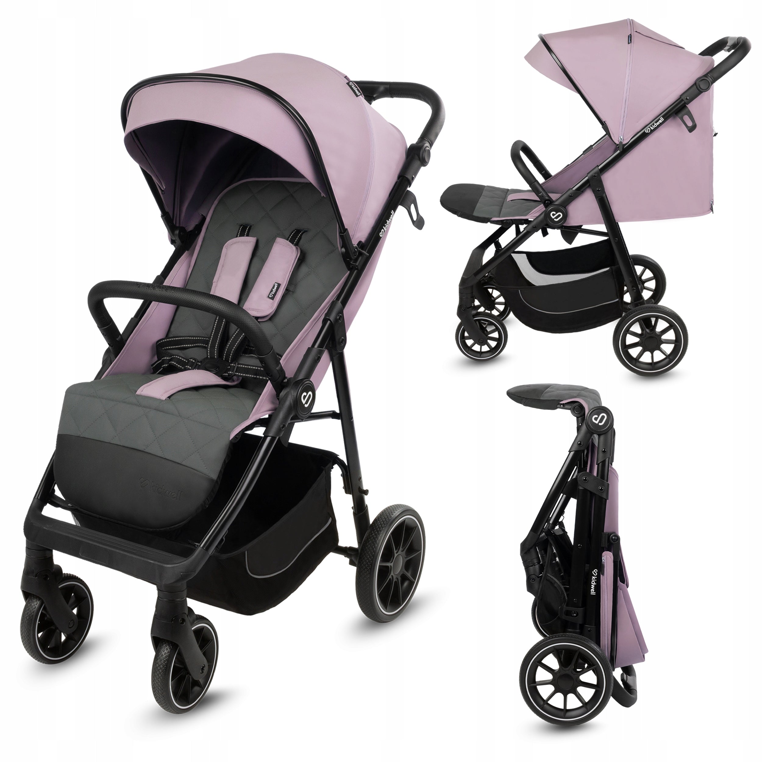 Stroller Kidwell ENZO pink booth XXL warmer large wheels up to 22kg