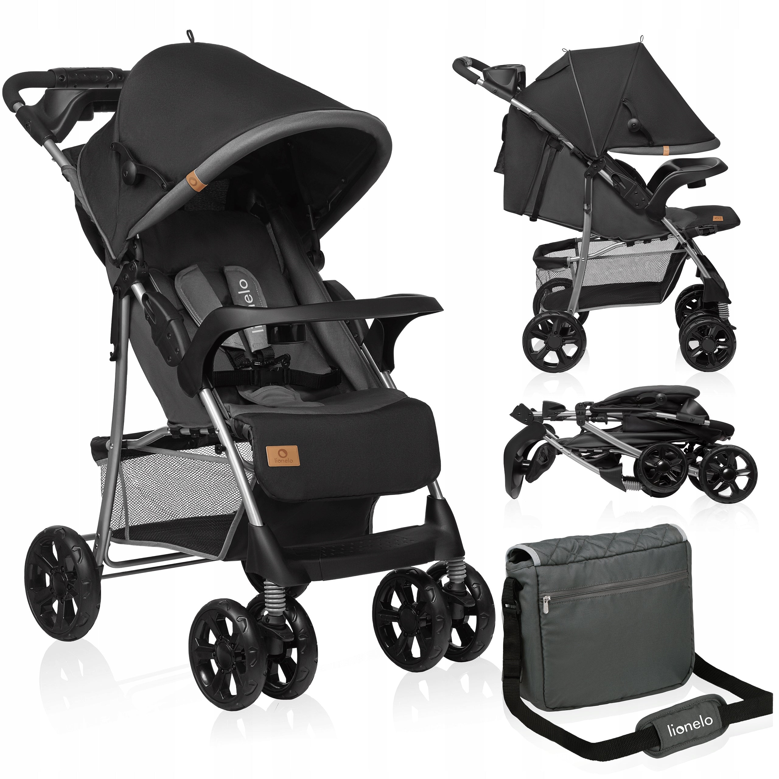 Stroller Lightweight Folding Large Wheels + BAG Lionelo Emma Brand Lionelo