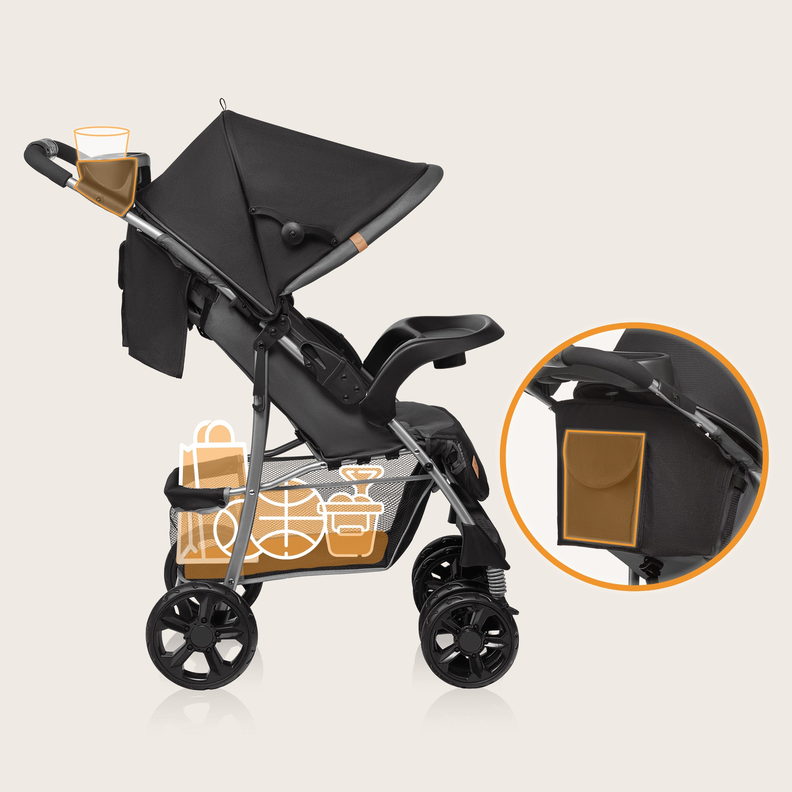 Stroller Lightweight Folding Large Wheels + BAG Lionelo Emma Packaging status original