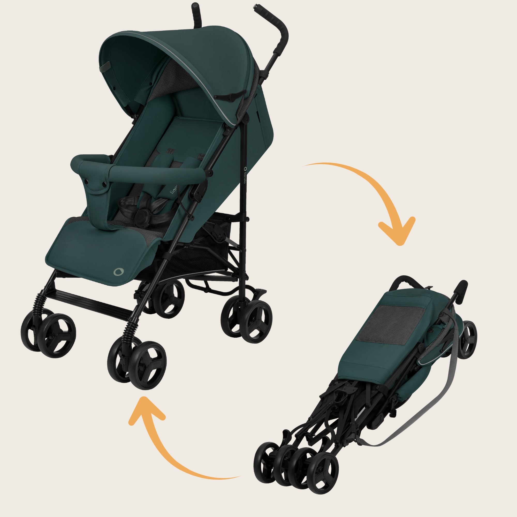 Stroller Lionelo Elia lightweight folding with mosquito net Manufacturer code LO-ELIA GREEN GRAPHITE