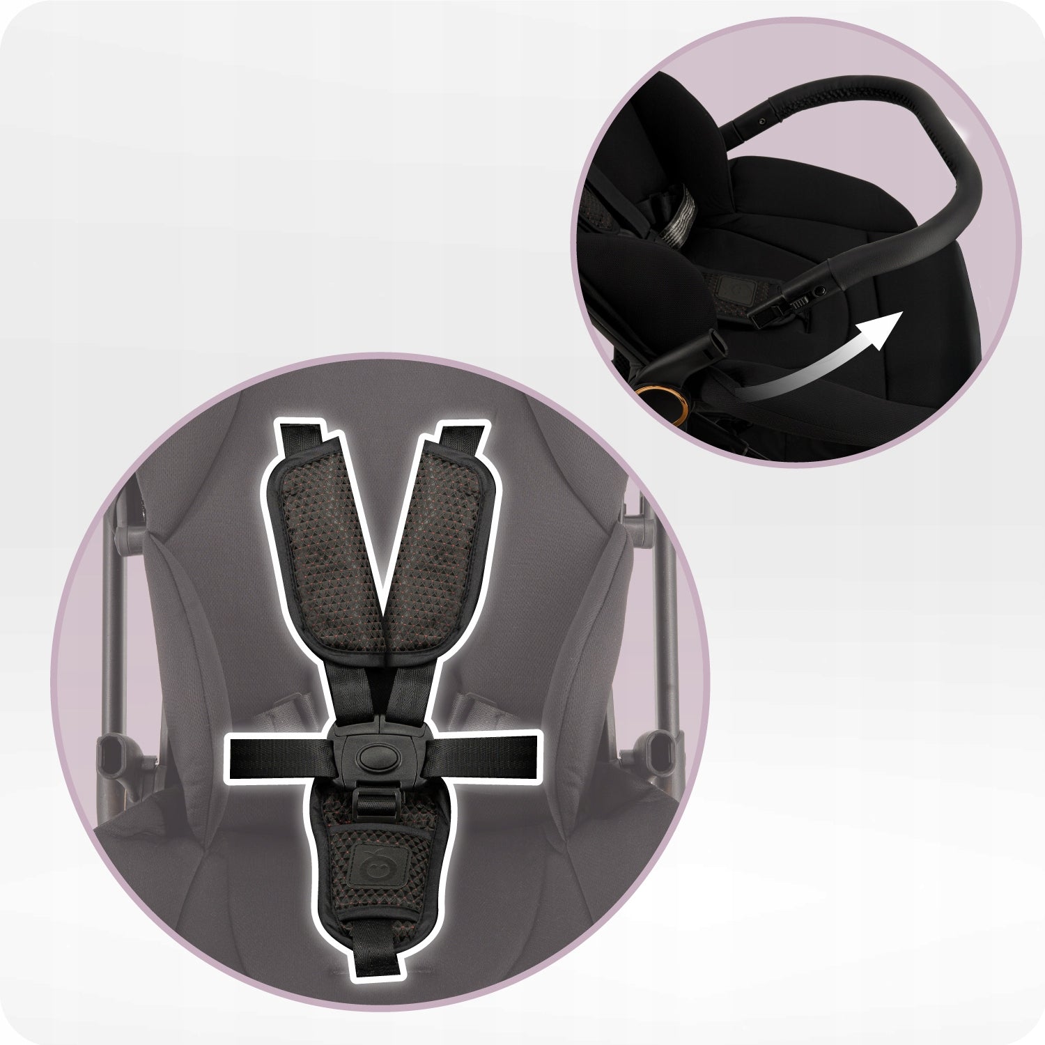 Stroller MoMi ADELLE black - lightweight folding front rear 360 to 22kg Manufacturer code WOSP00035