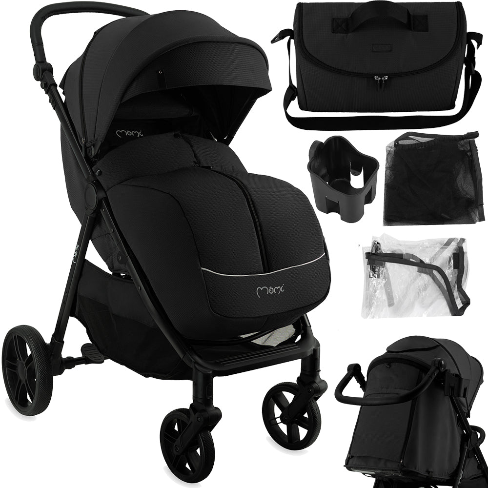 Stroller MoMi CLARA black - lightweight folding accessories up to 22kg