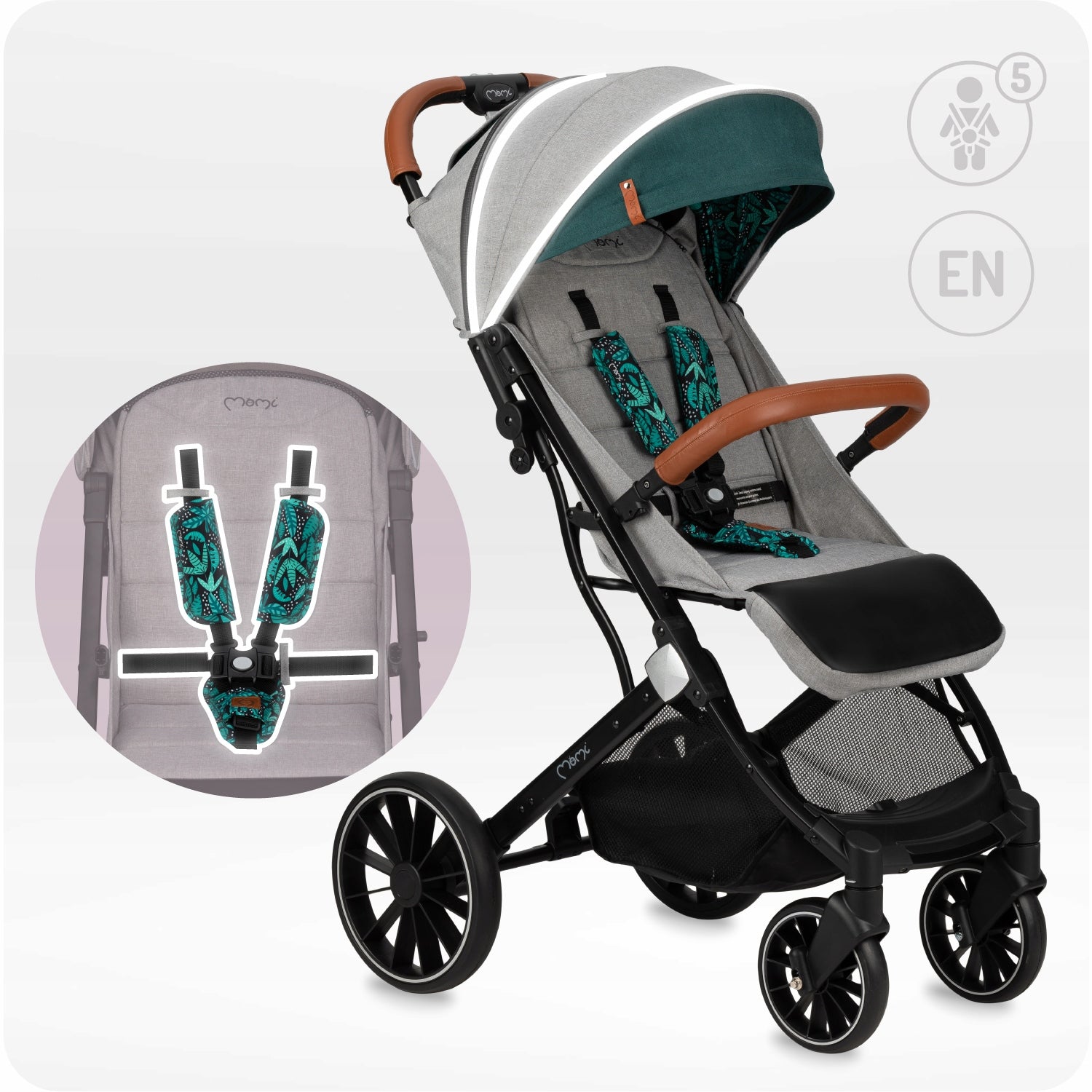 Stroller MoMi ESTELLE green - lightweight folding accessories up to 22kg Manufacturer code WOSP00022