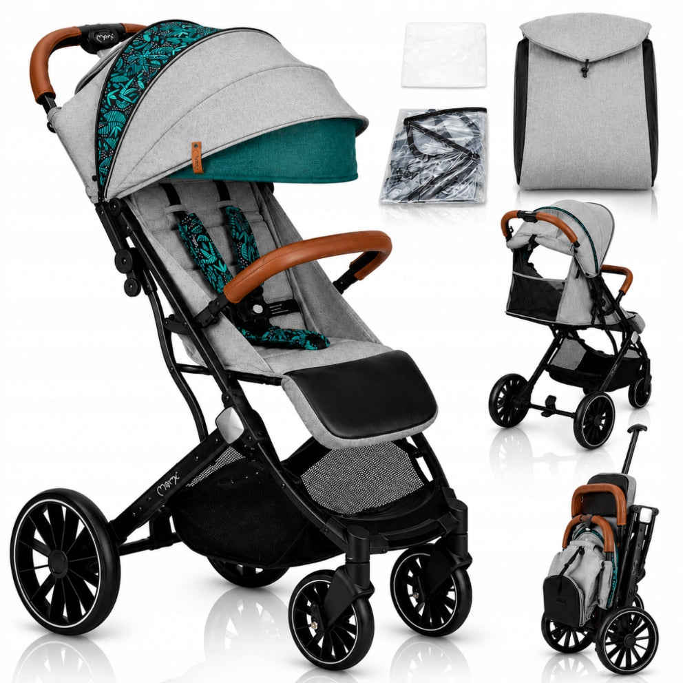 Stroller MoMi ESTELLE green - lightweight folding accessories up to 22kg