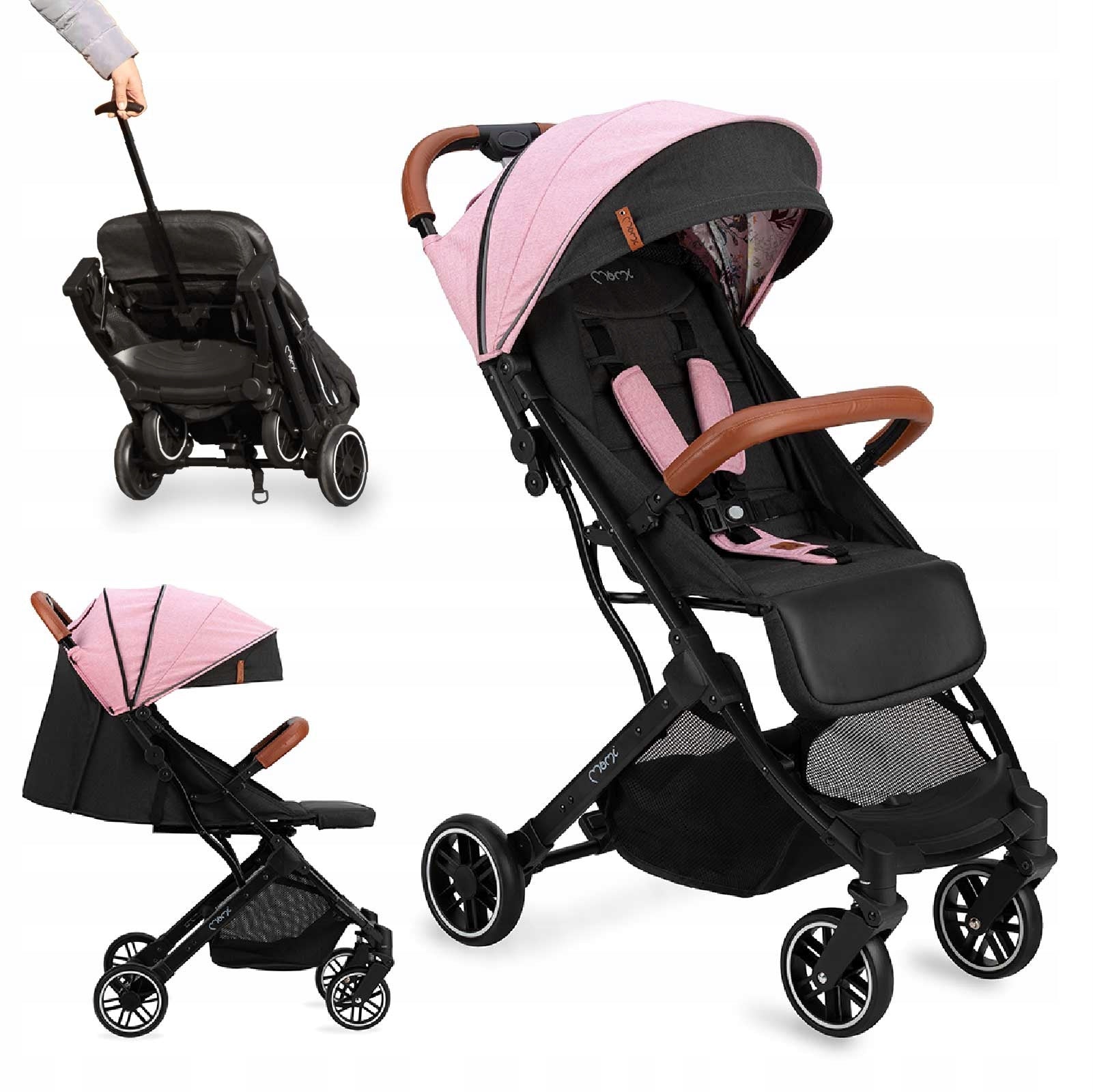 Stroller MoMi ESTELLE pink lightweight folding compact as a suitcase Manufacturer code WOSP00004