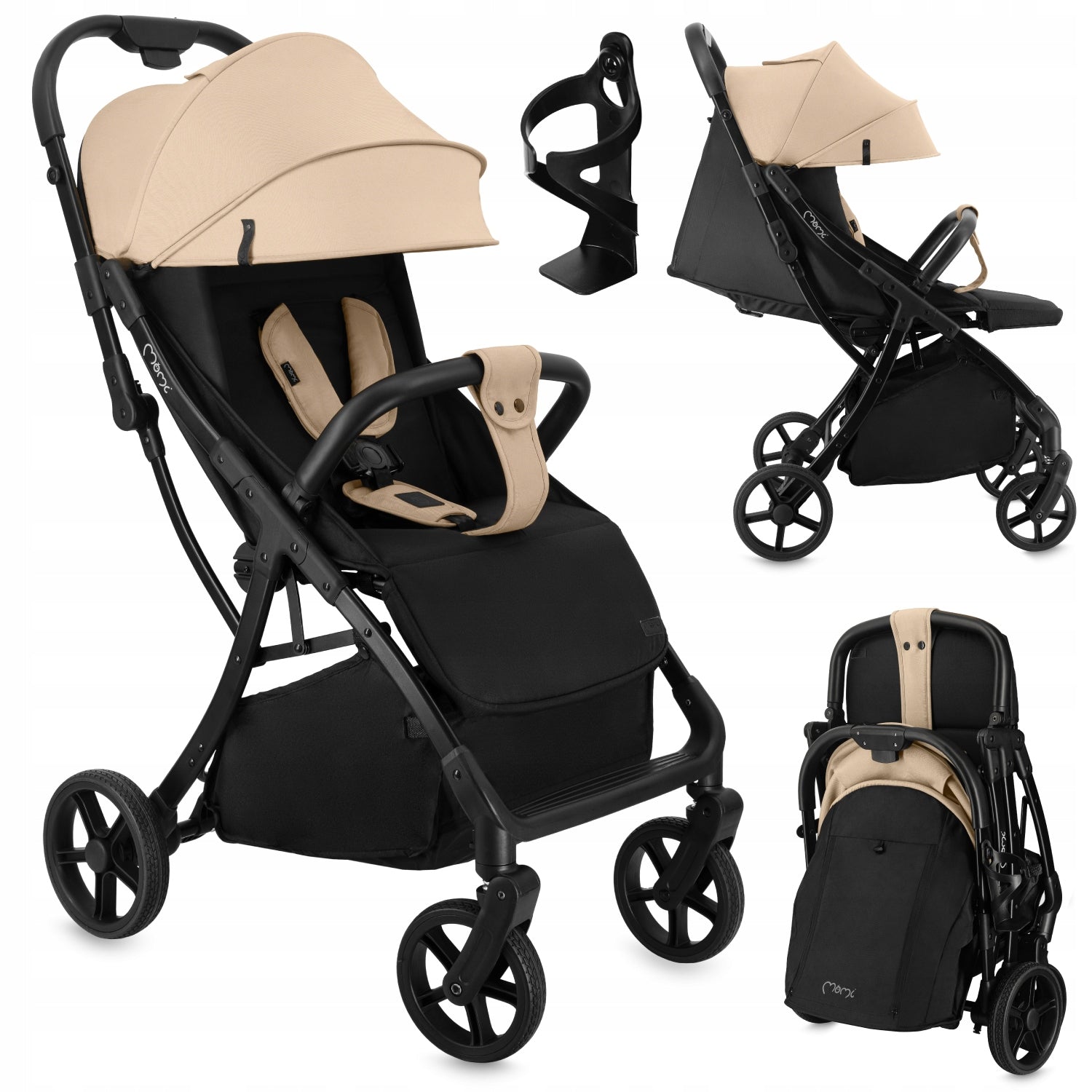 Stroller MoMi PAOLA beige - light self-folding adjustment up to 22kg