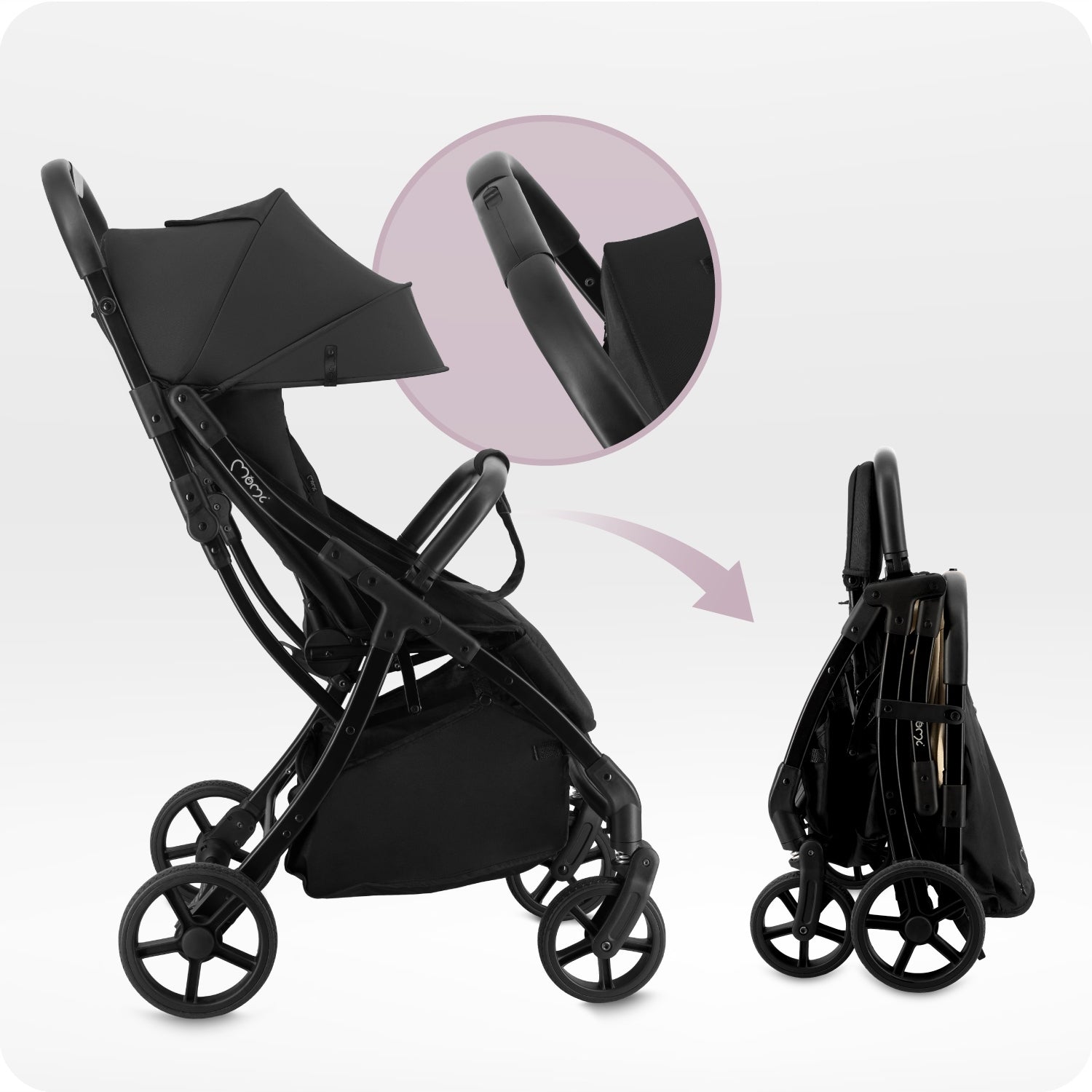 Stroller MoMi PAOLA black - light self-folding adjustment up to 22kg Brand MoMi