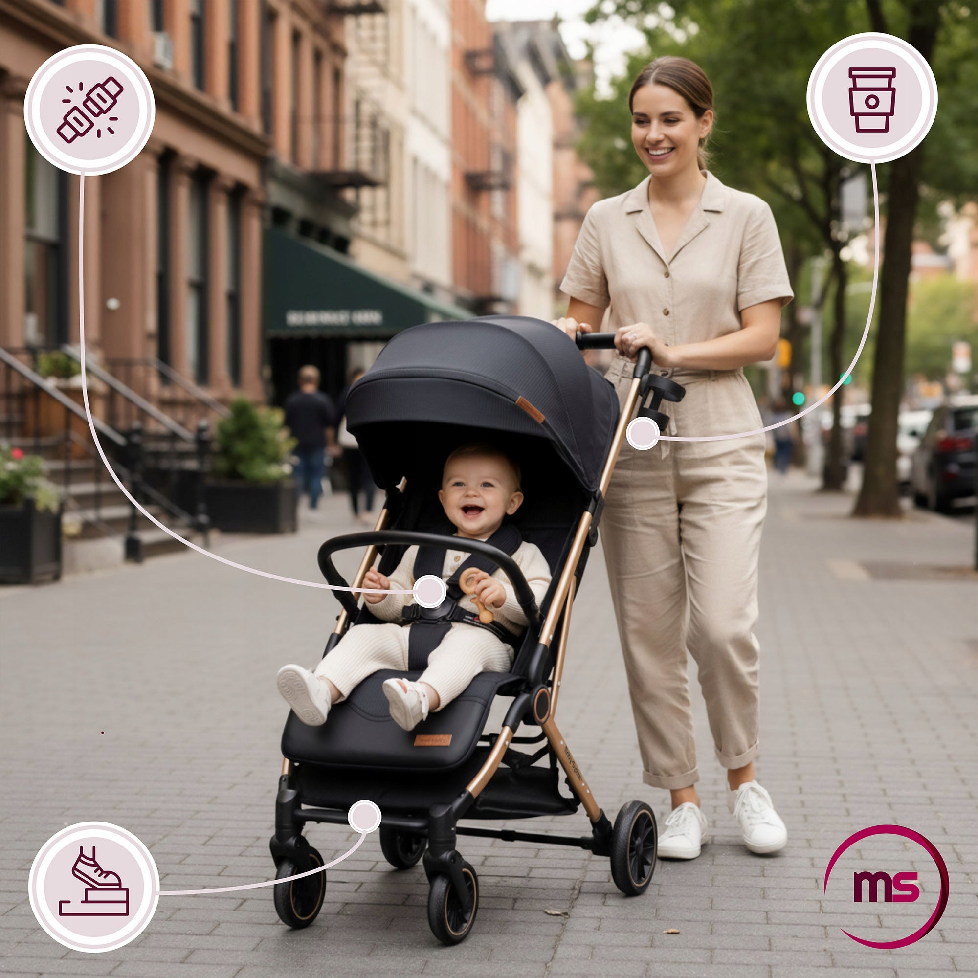 Stroller Moby-System LENA GOLD PRO with SUITCASE function Packaging status original