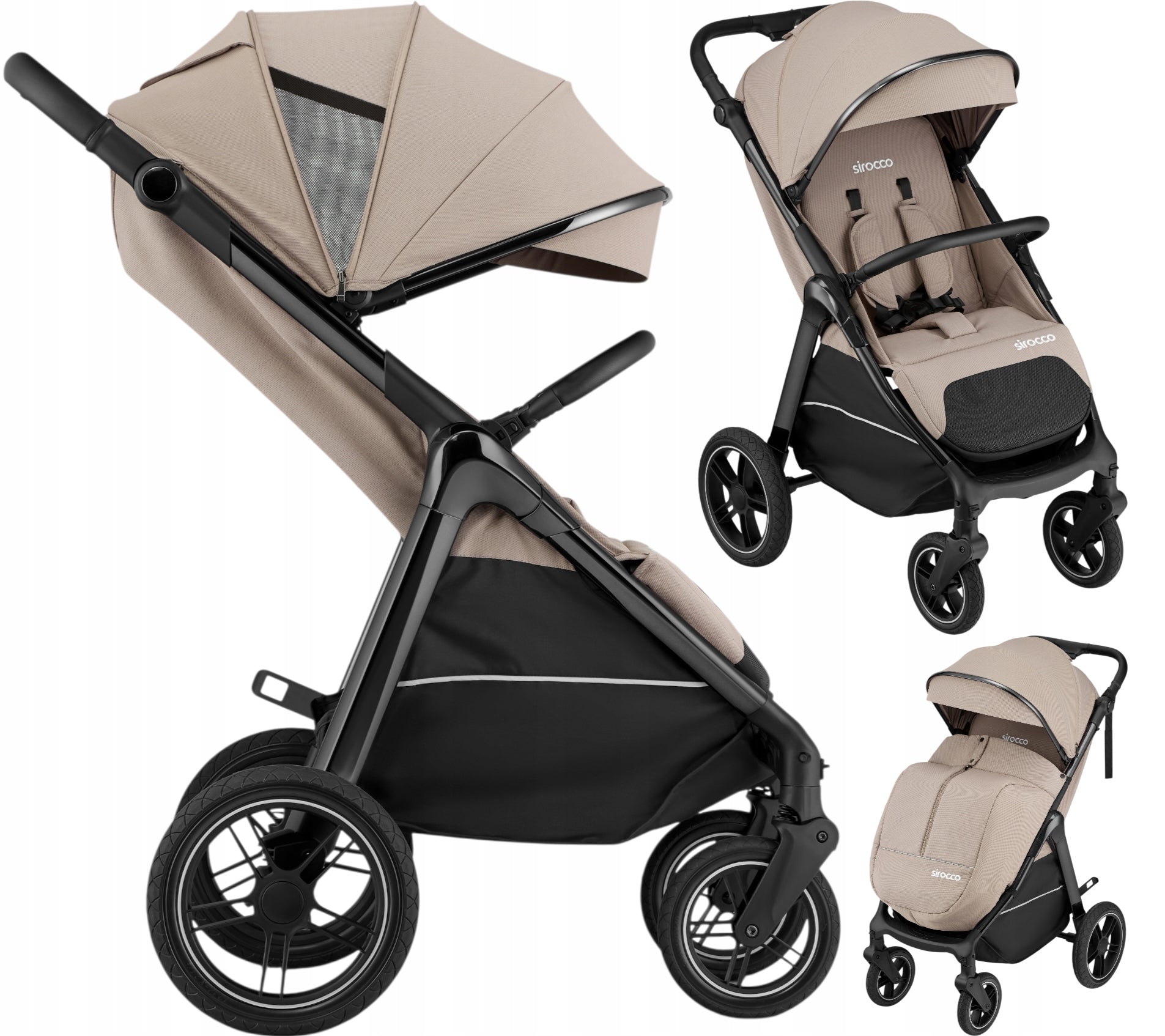 Stroller SIROCCO large wheels 28cm Shock absorption up to 22kg