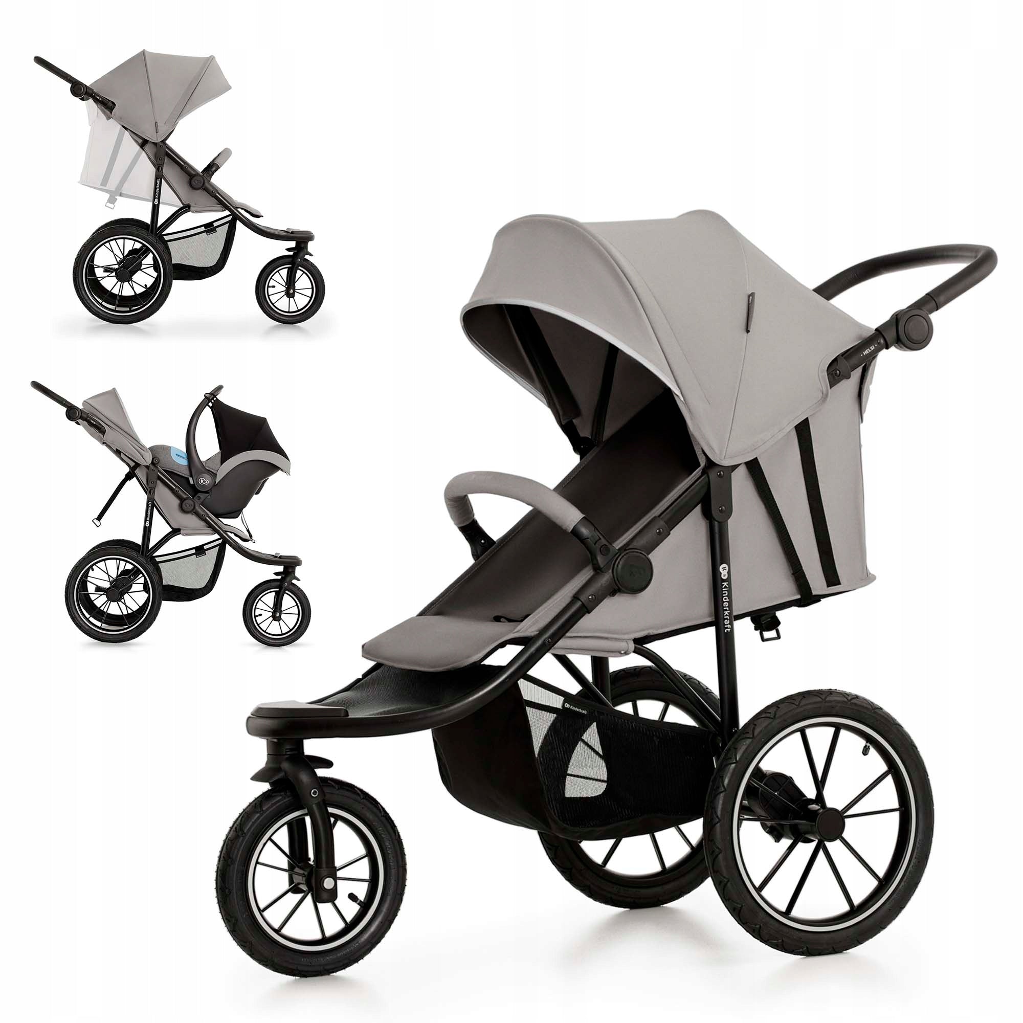 Stroller Tricycle Kinderkraft HELSI 2 Cross-Country Off-Road Sport Grey