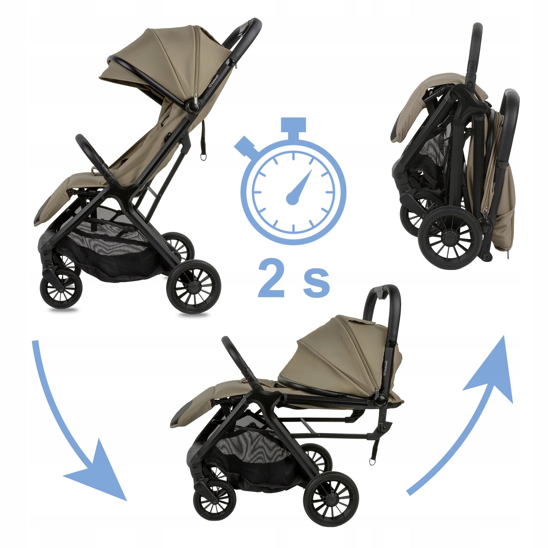 Stroller compact KIDWELL AURO brown beige AUTOFOLD light maneuverable Brand Kidwell