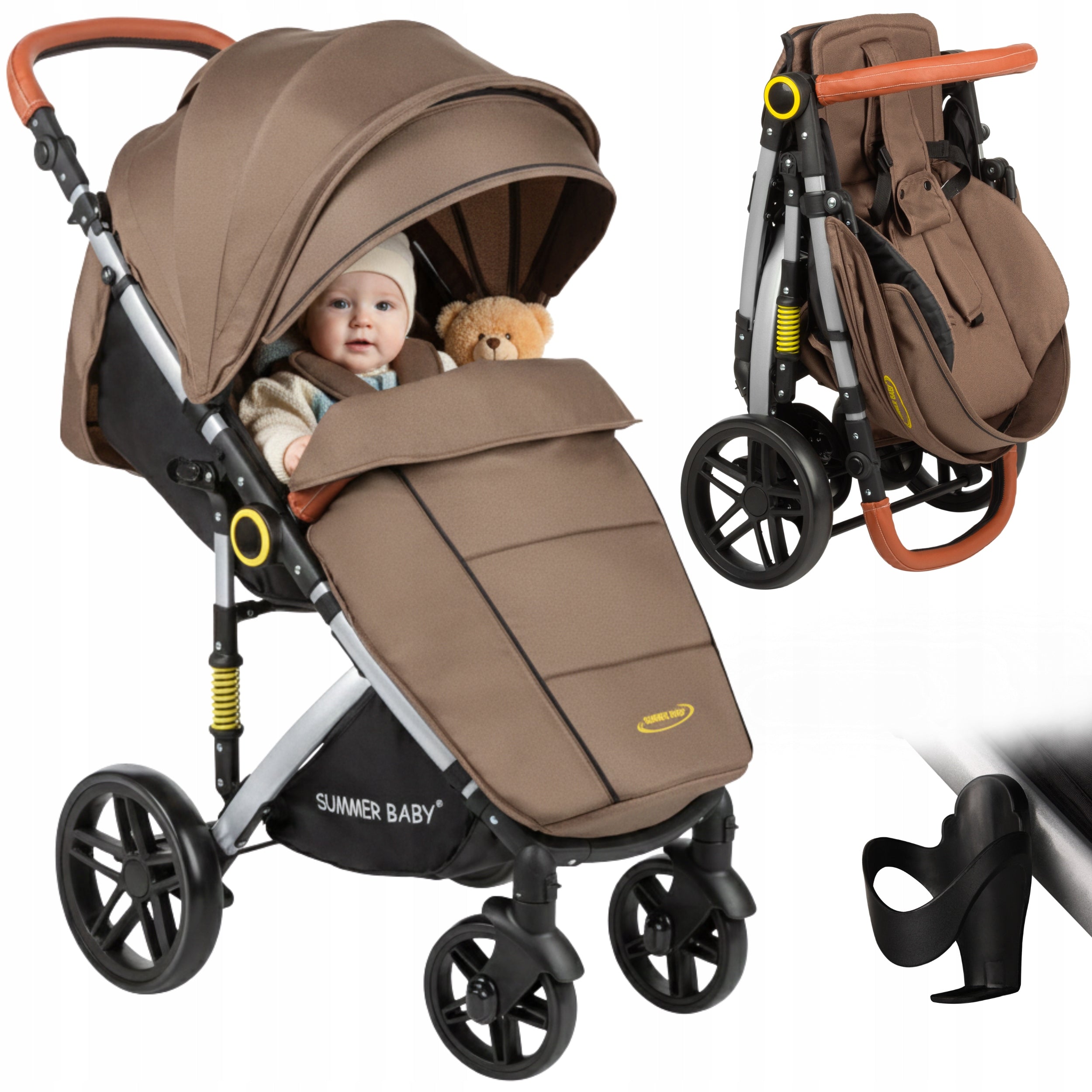 Stroller folding brown SUMMER BABY cup holder +foil