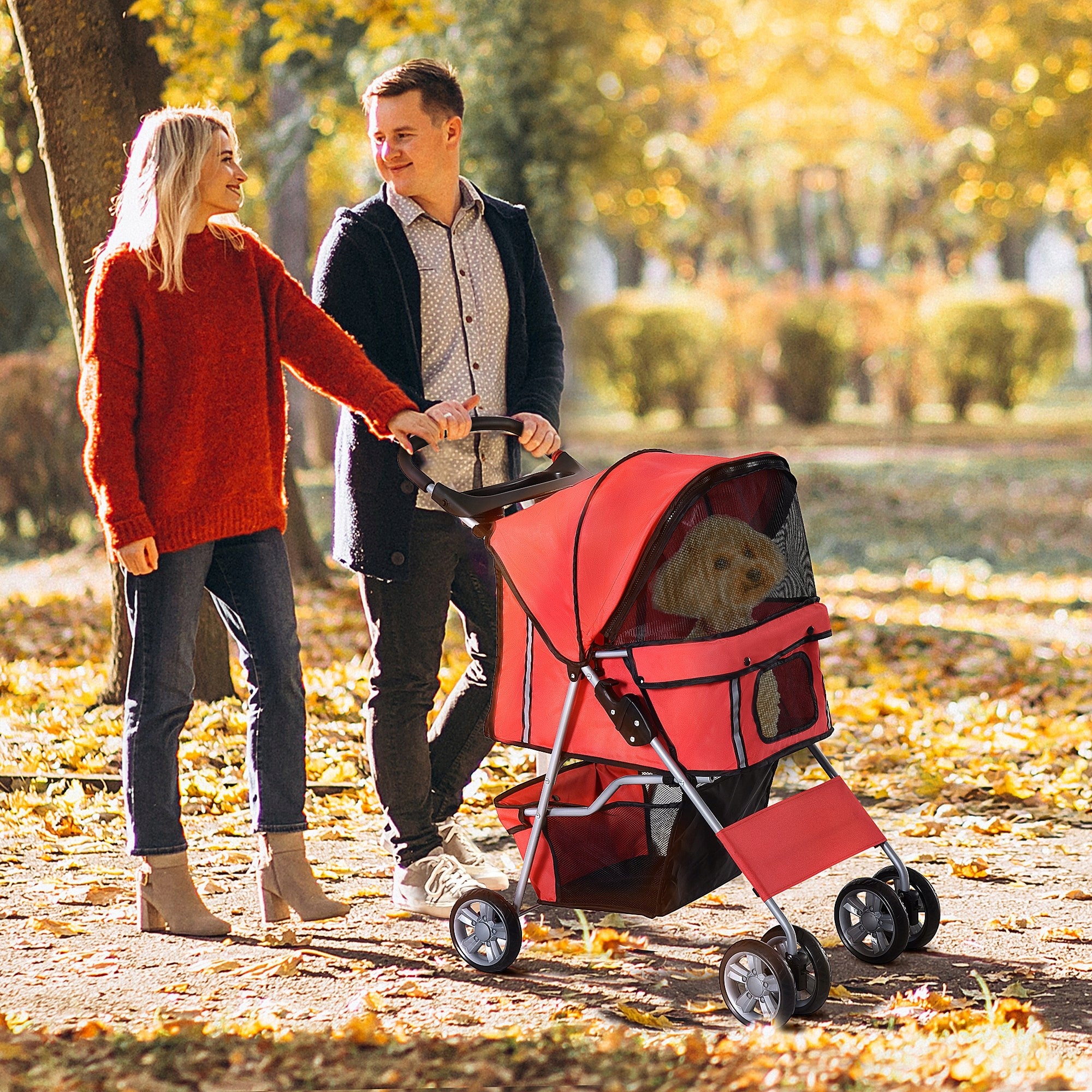 Stroller for dog PawHut 45 cm x 97 cm shades of red Manufacturer code D00-058RD